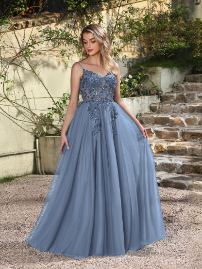 Emerald Sequin Tulle Gown: Outdoor Wedding & Evening Elegance