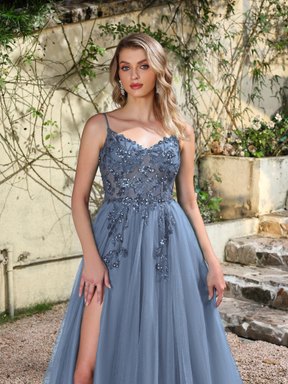 Emerald Sequin Tulle Gown: Outdoor Wedding & Evening Elegance