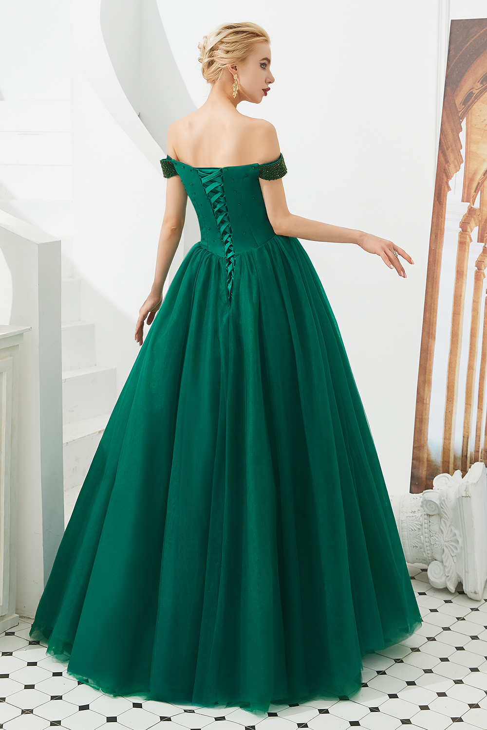 BMbridal Princess Off-the-Shoulder Prom Dress Beadings Sweetheart Ball Gown Evening Gowns