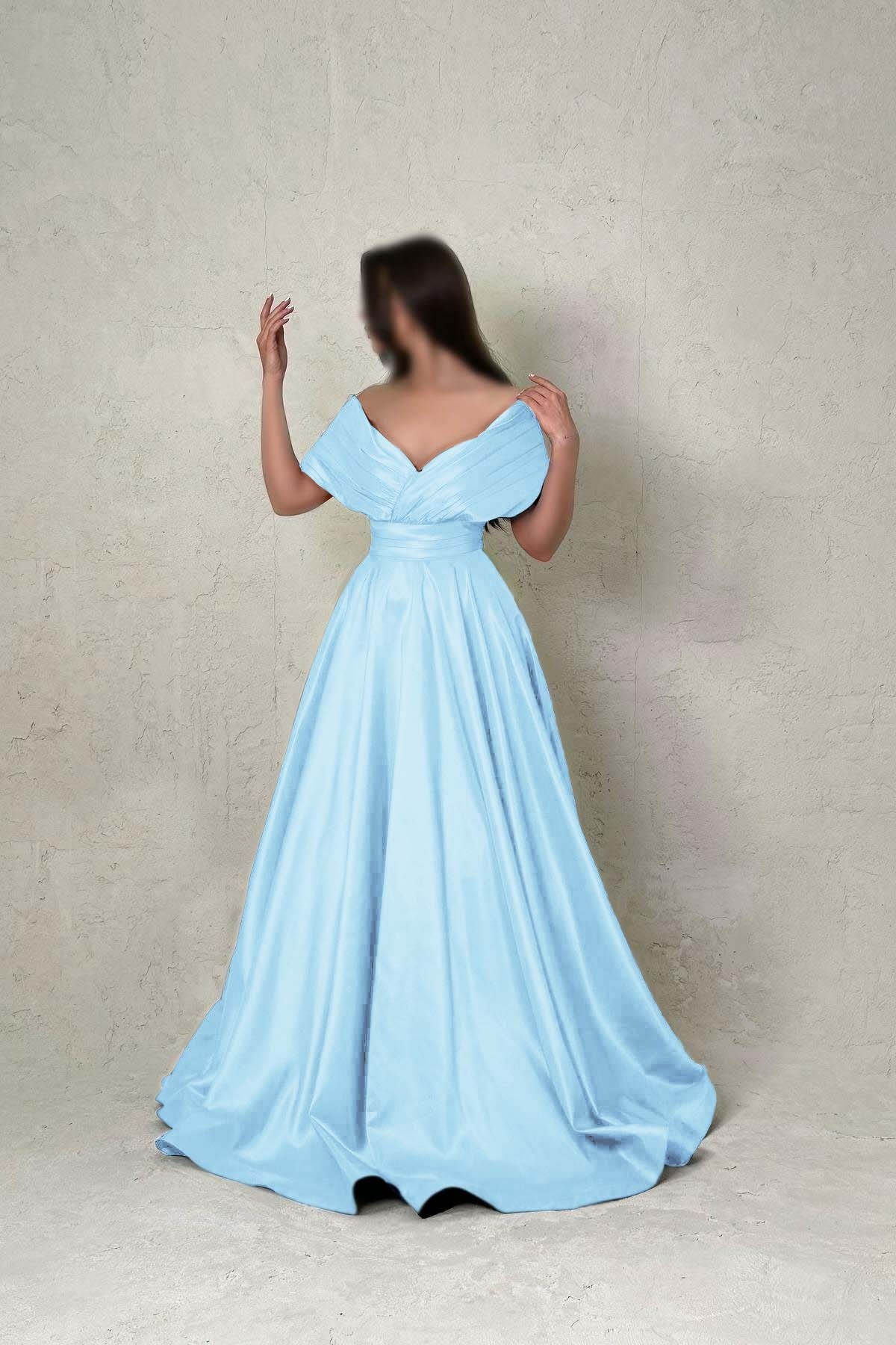 Off the Shoulder Sleeveless A Line Long Prom Dress With Pleated