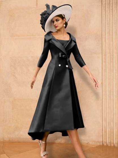 Long-Sleeve A-Line Princess Gown for the Mother of the Bride with Bowknot-BMbridal