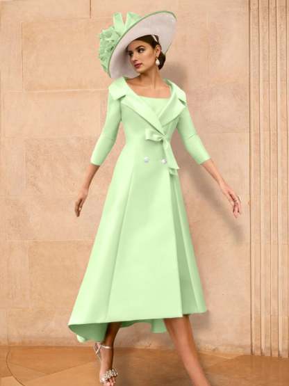 Long-Sleeve A-Line Princess Gown for the Mother of the Bride with Bowknot-BMbridal