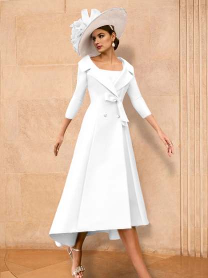Long-Sleeve A-Line Princess Gown for the Mother of the Bride with Bowknot-BMbridal