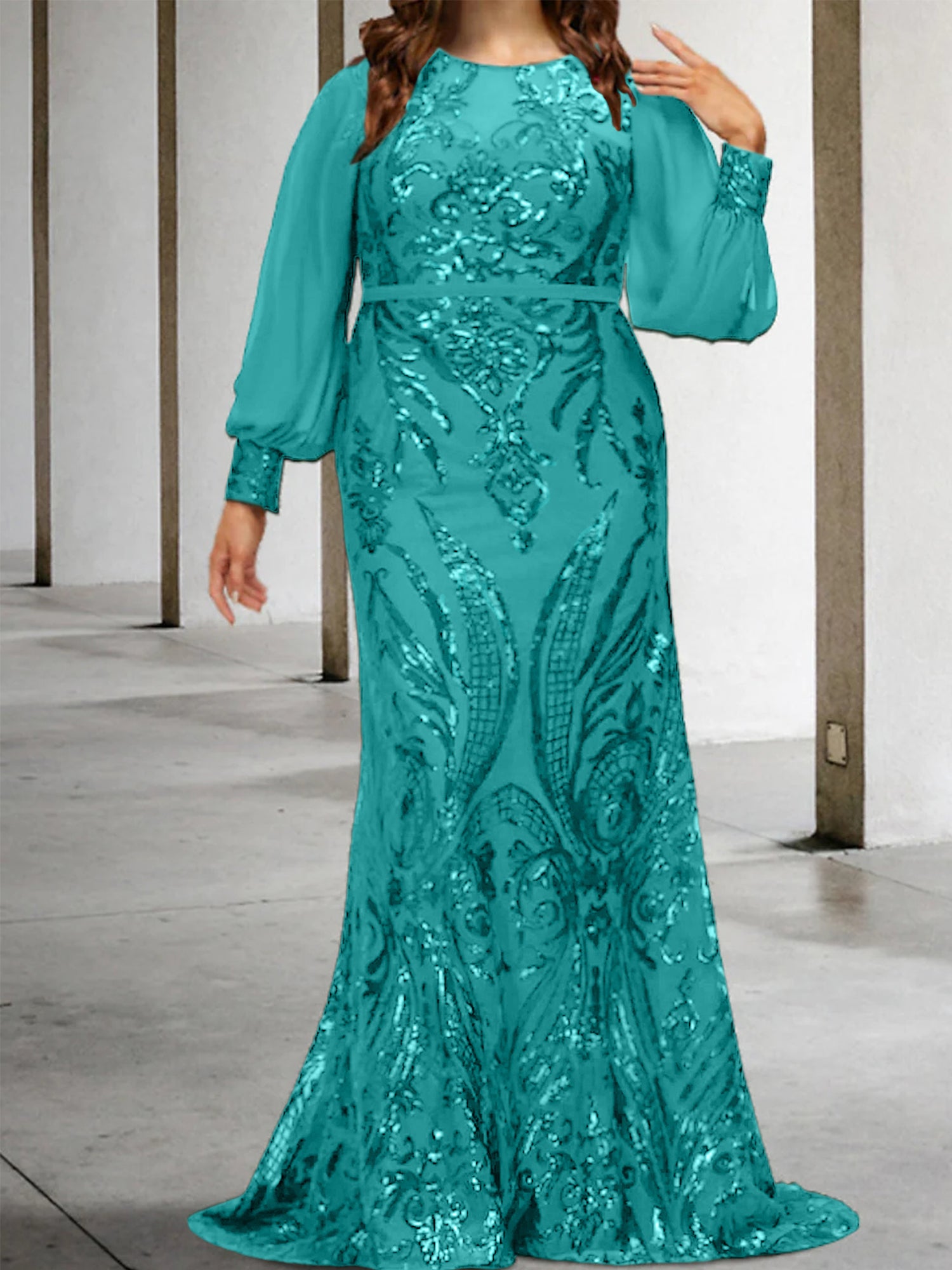 Sequined Mother of the Bride Sheath or Column Gowns