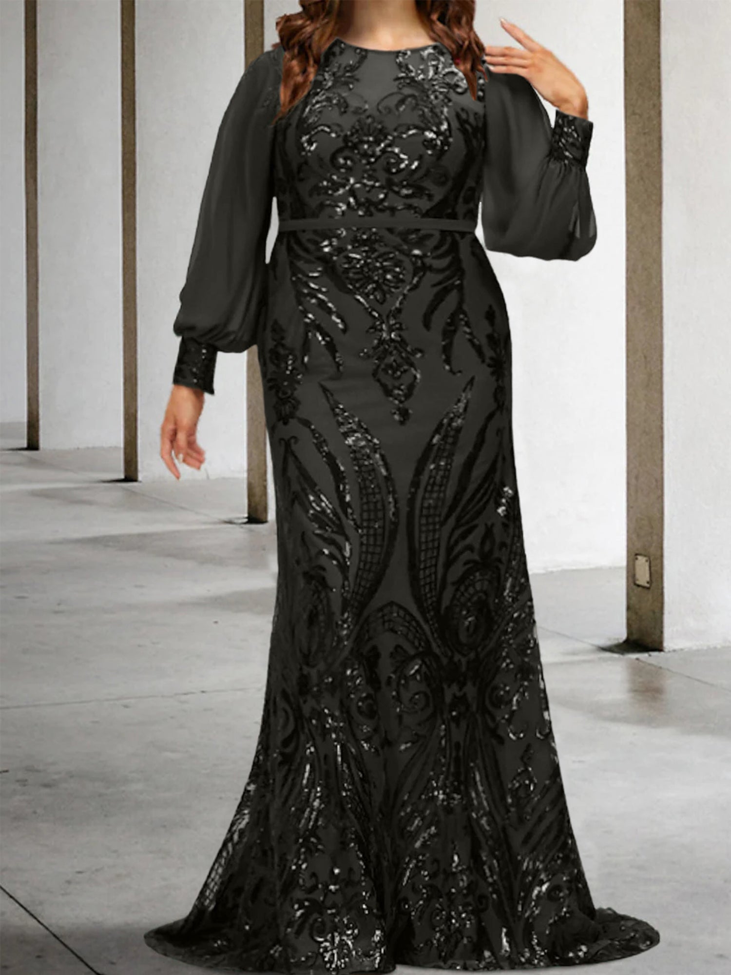 Sequined Mother of the Bride Sheath or Column Gowns