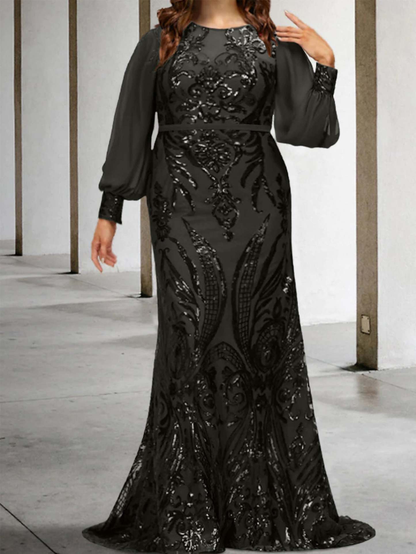 Sequined Mother of the Bride Sheath or Column Gowns