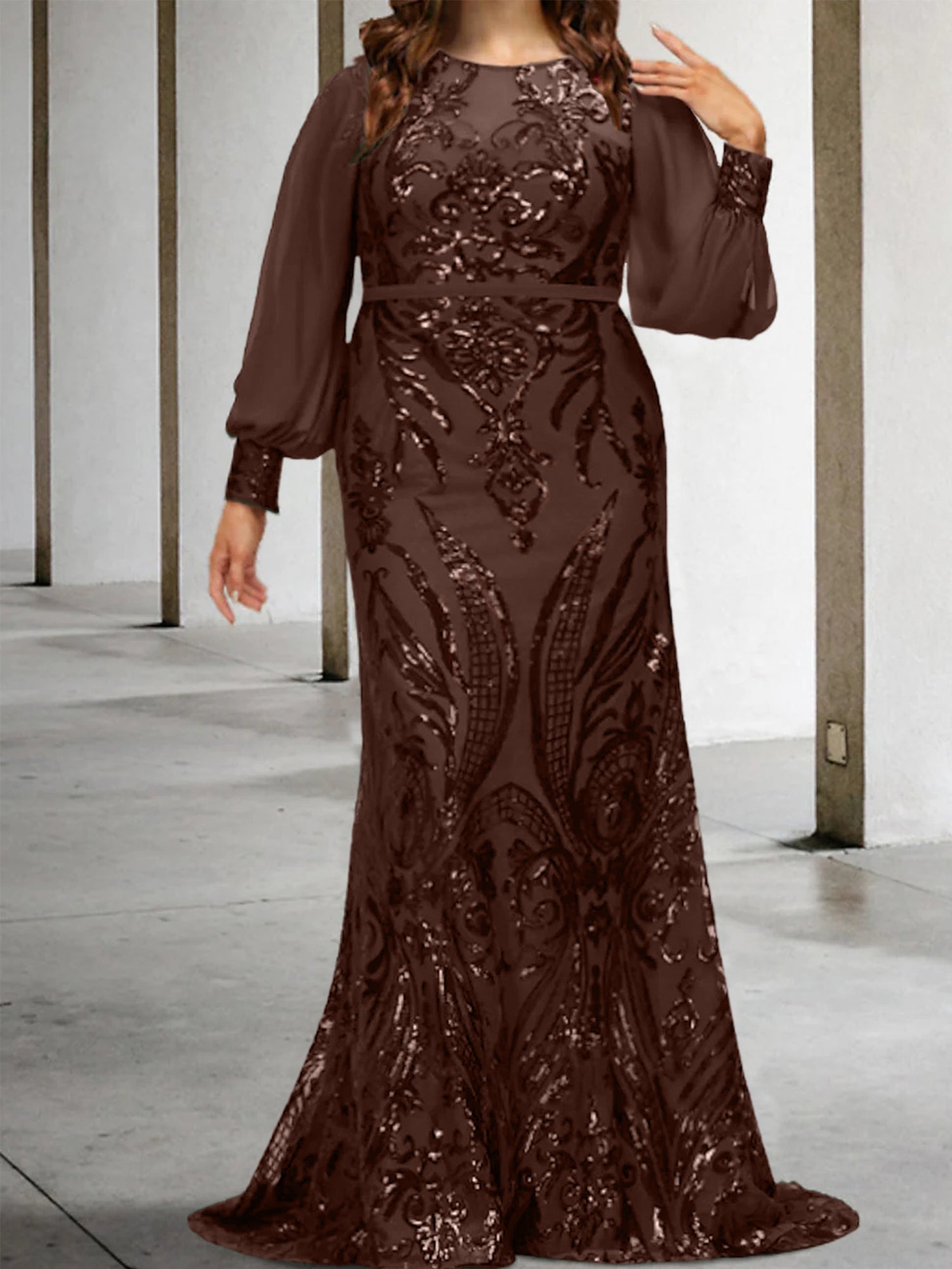 Sequined Mother of the Bride Sheath or Column Gowns