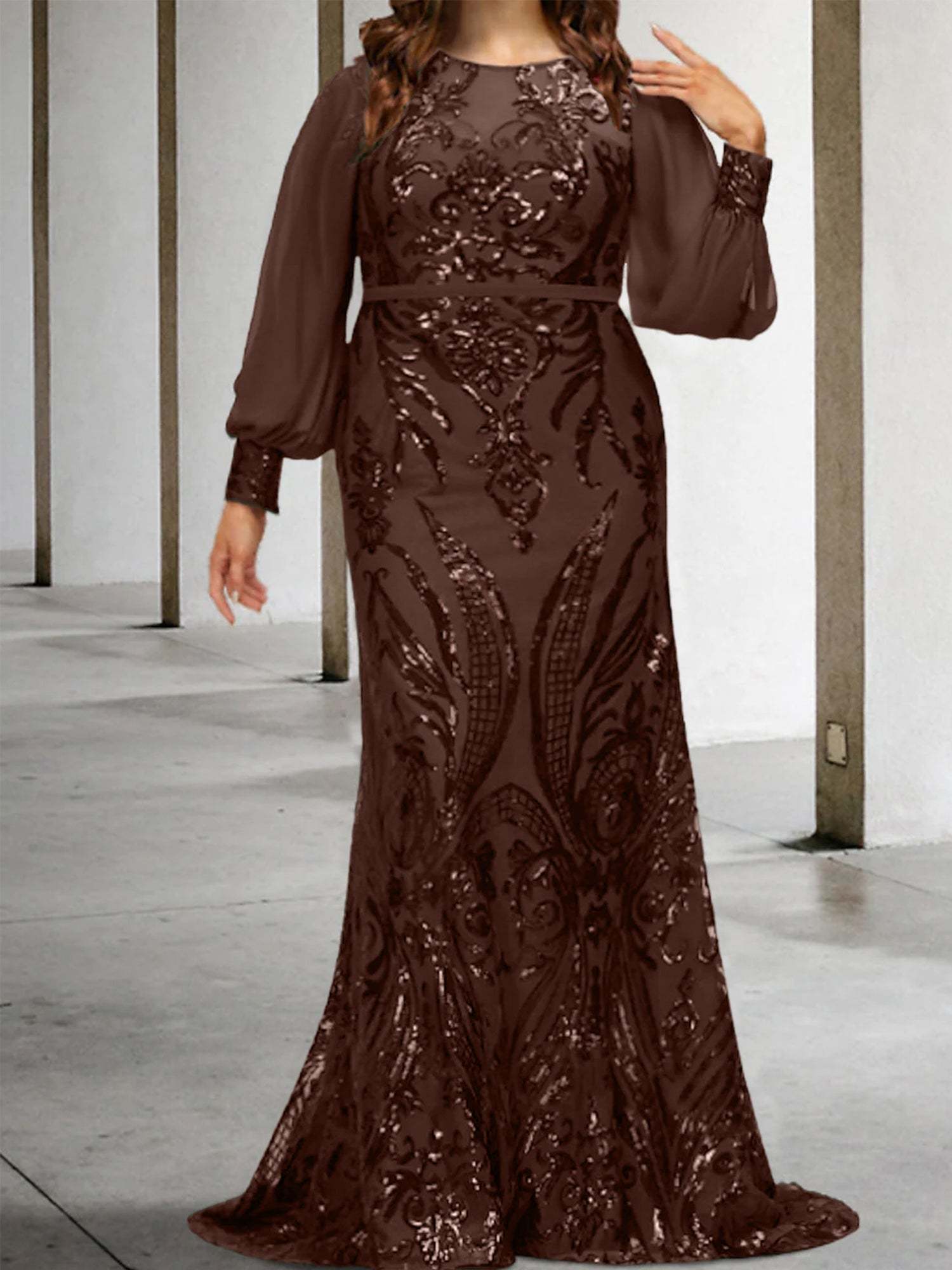 Sequined Mother of the Bride Sheath or Column Gowns
