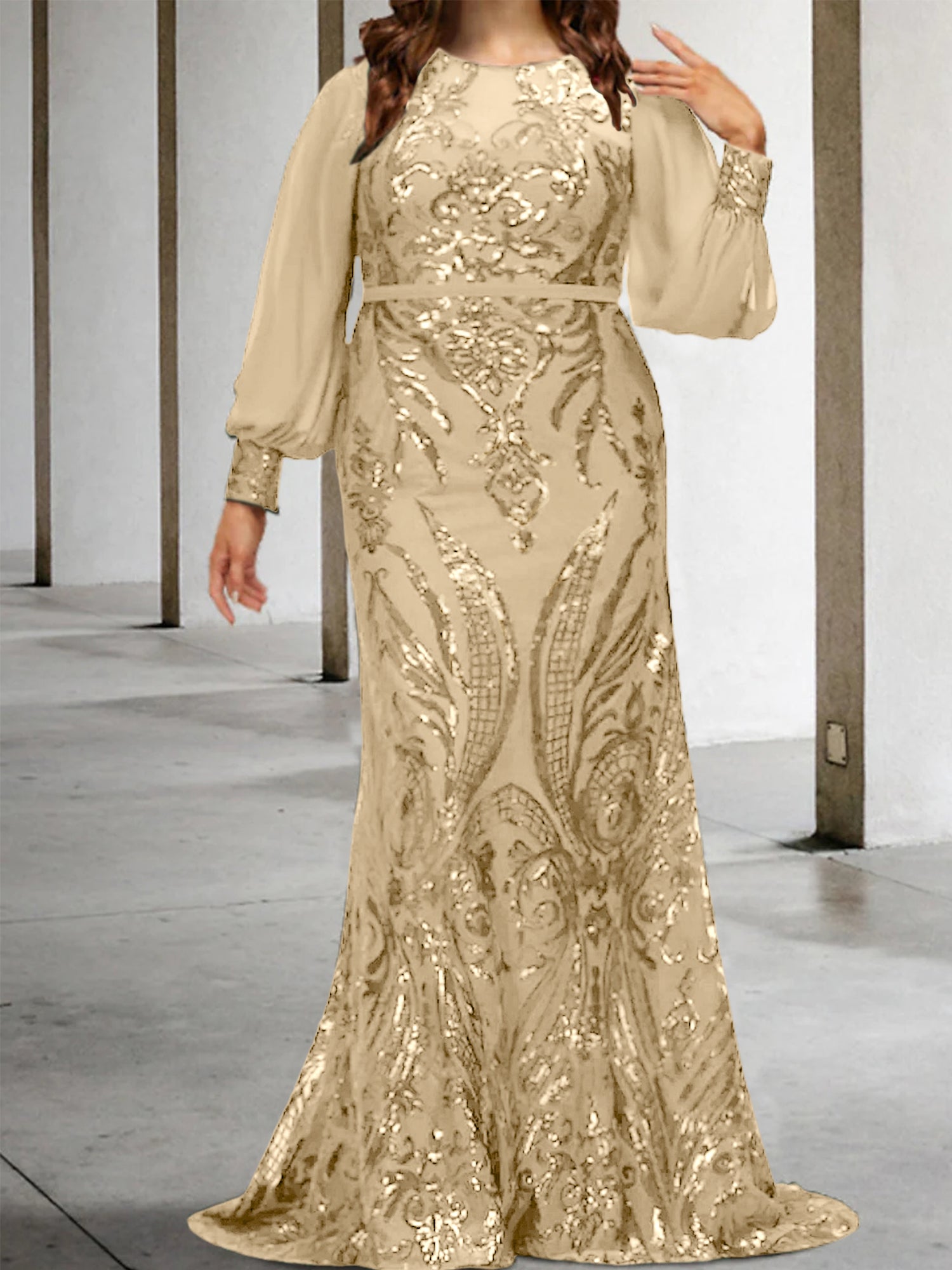 Sequined Mother of the Bride Sheath or Column Gowns