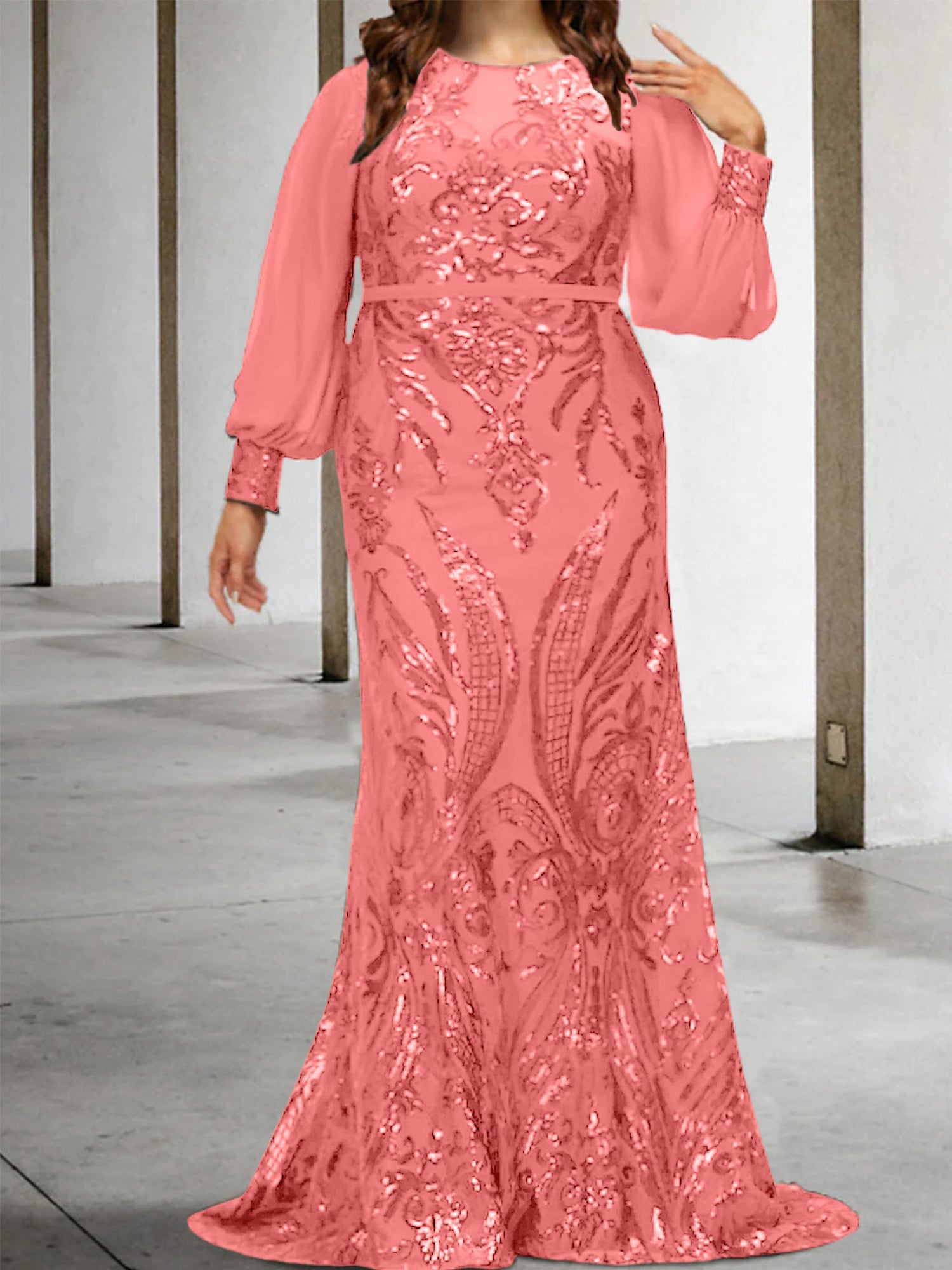 Sequined Mother of the Bride Sheath or Column Gowns