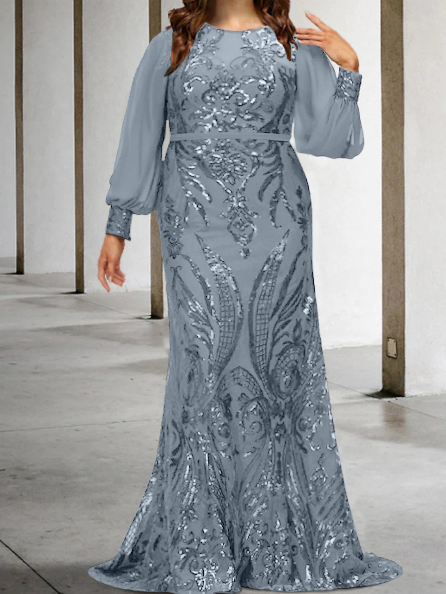 Sequined Mother of the Bride Sheath or Column Gowns