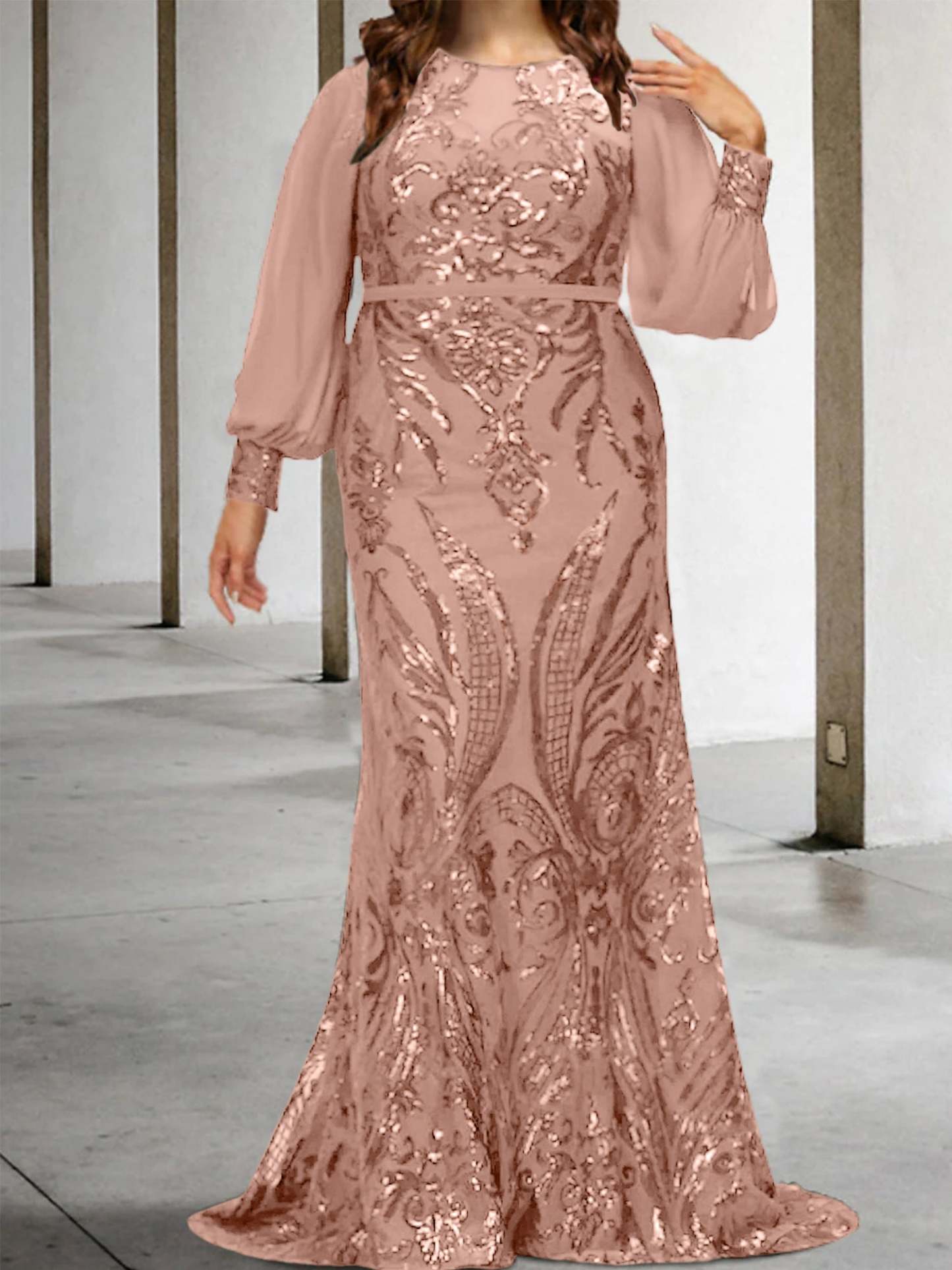 Sequined Mother of the Bride Sheath or Column Gowns