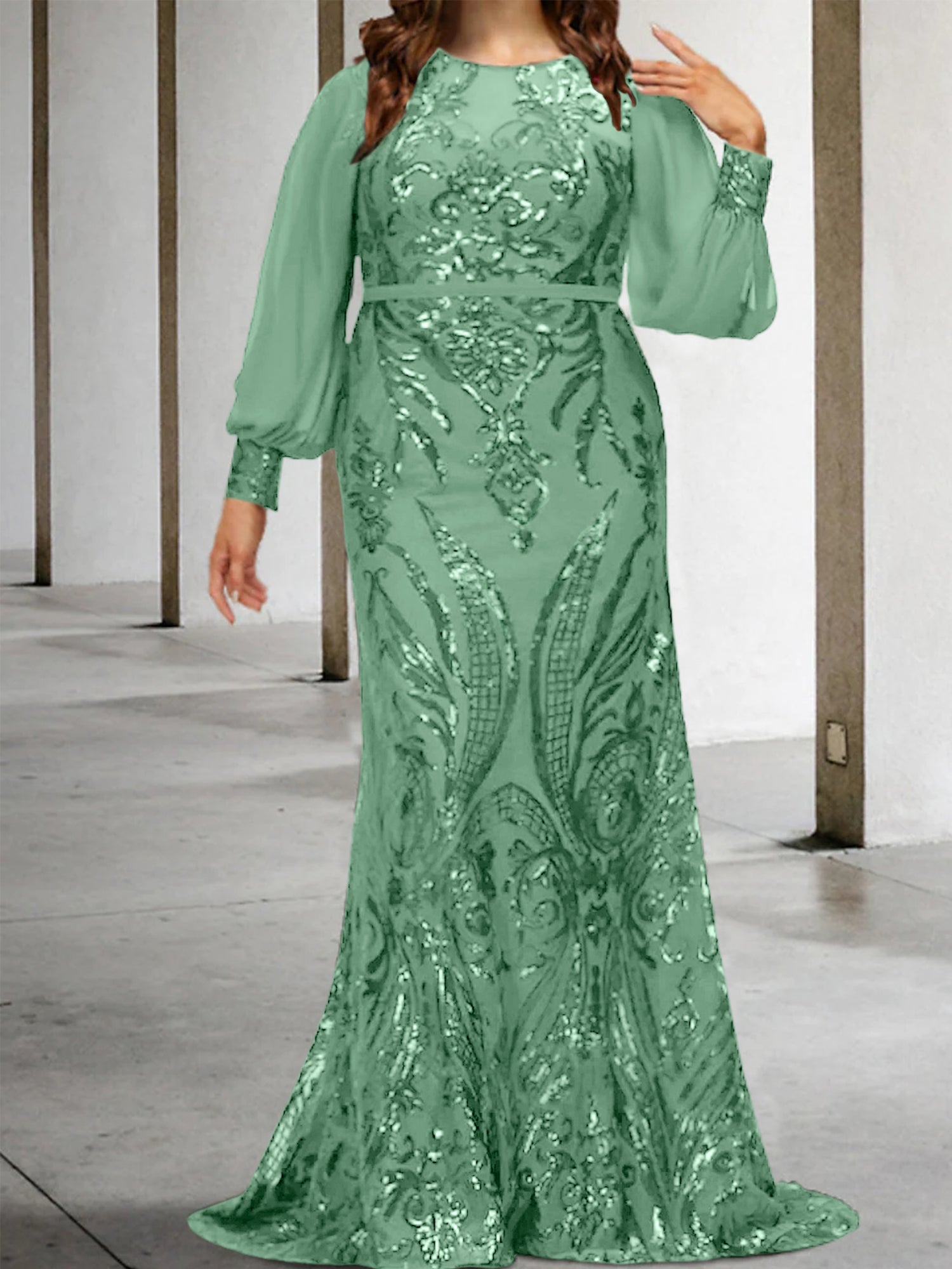 Sequined Mother of the Bride Sheath or Column Gowns
