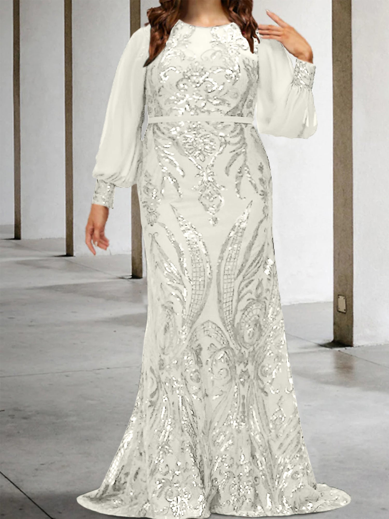 Sequined Mother of the Bride Sheath or Column Gowns