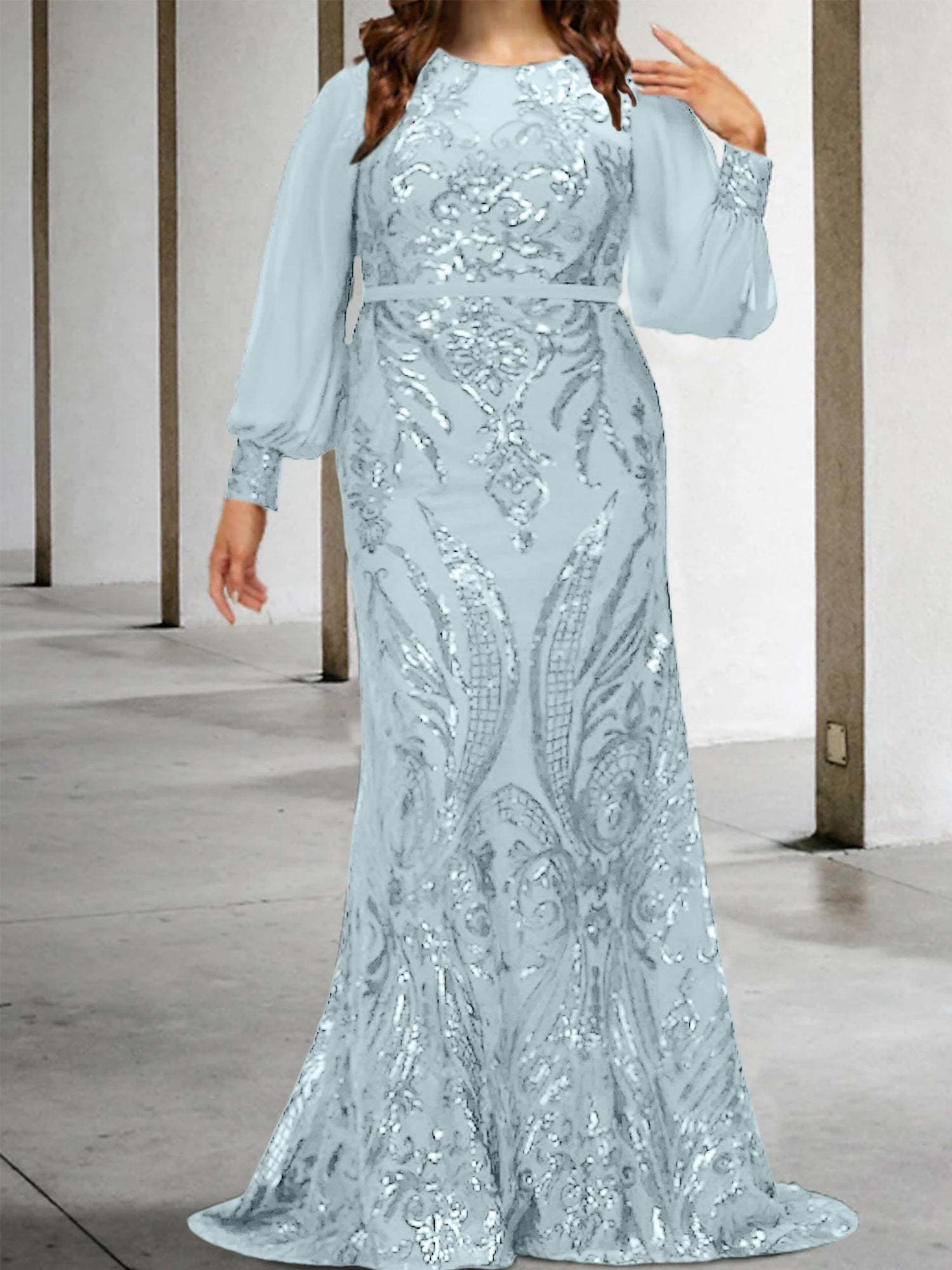 Sequined Mother of the Bride Sheath or Column Gowns
