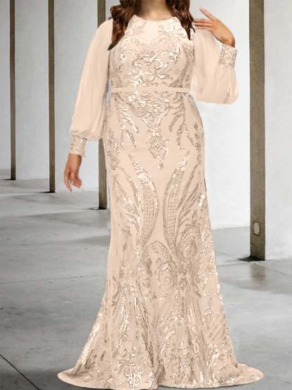 Sequined Mother of the Bride Sheath or Column Gowns