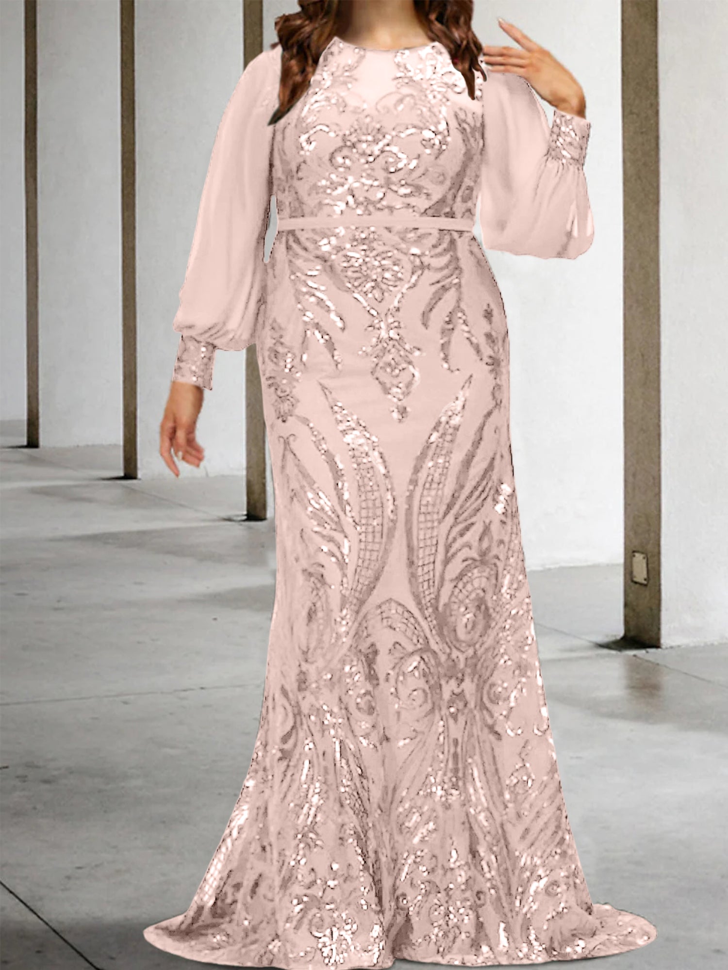 Sequined Mother of the Bride Sheath or Column Gowns