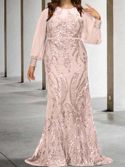 Sequined Mother of the Bride Sheath or Column Gowns