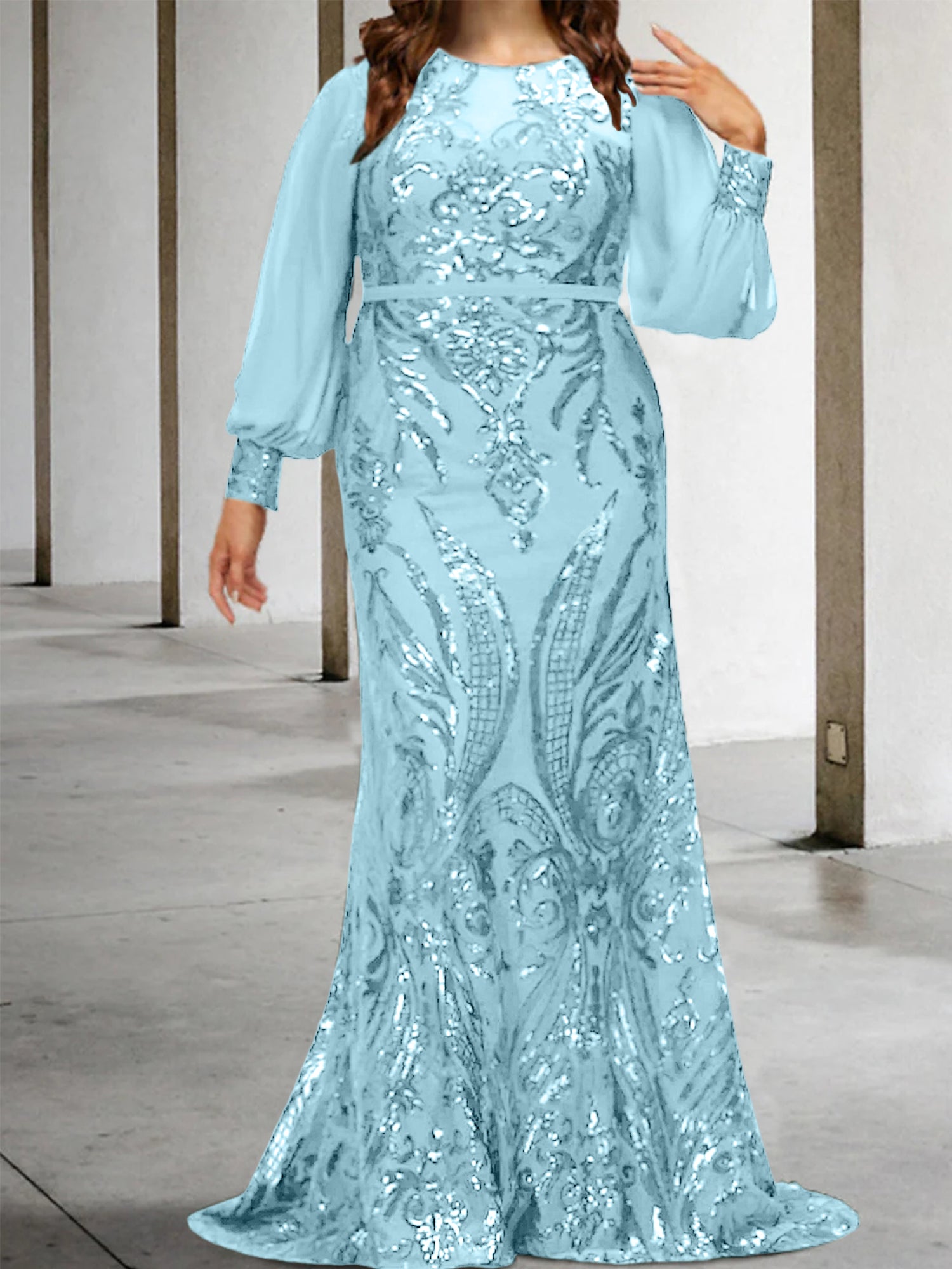 Sequined Mother of the Bride Sheath or Column Gowns