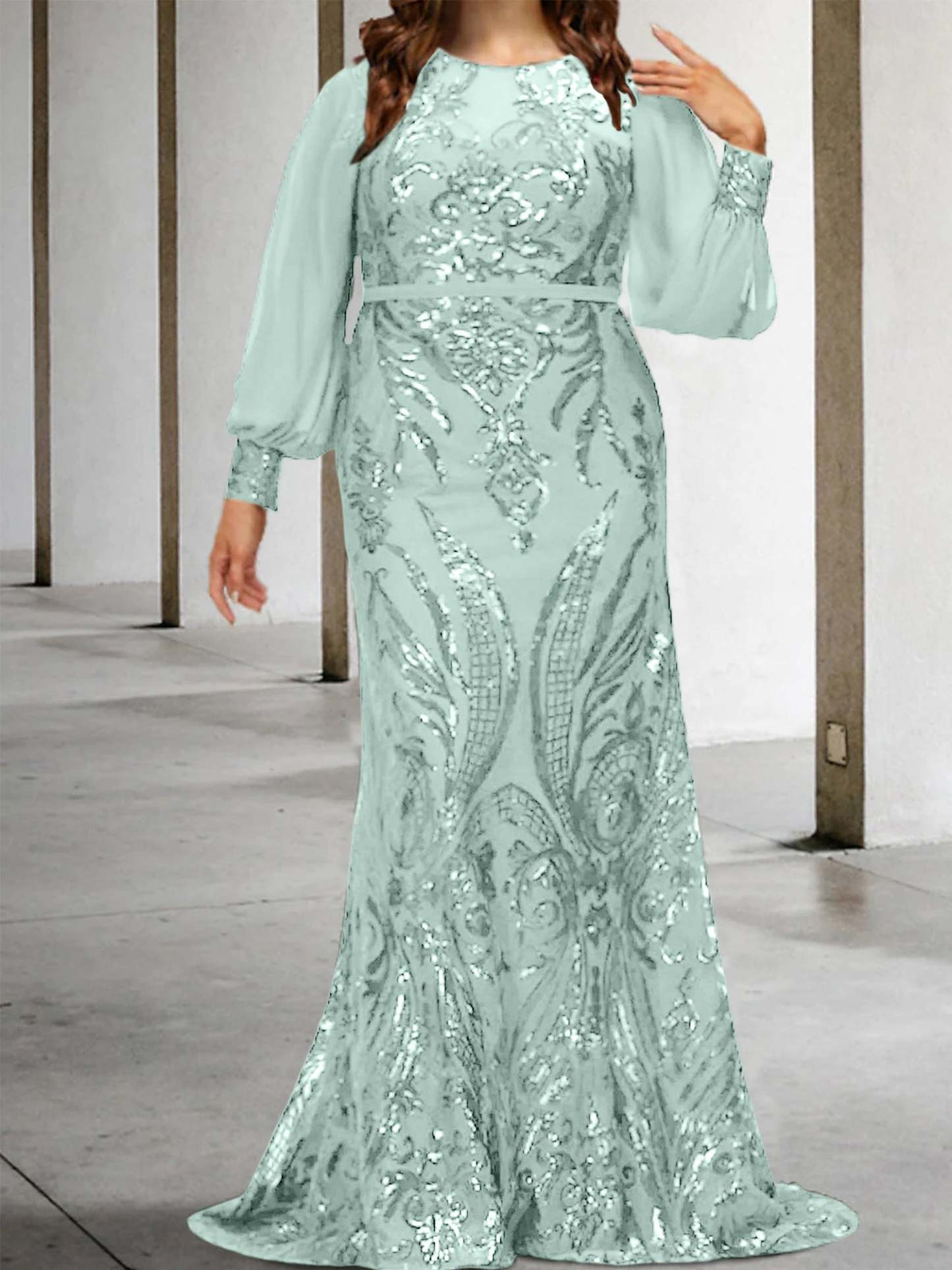 Sequined Mother of the Bride Sheath or Column Gowns