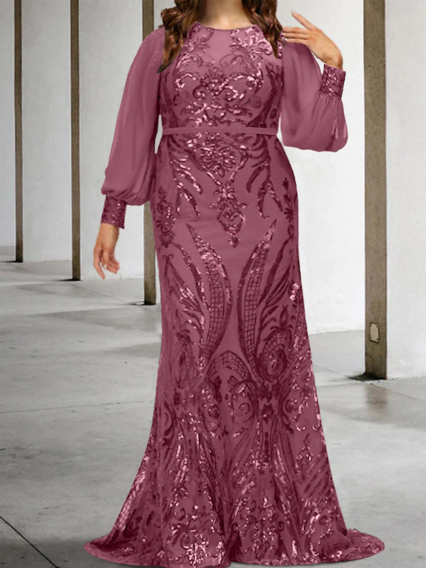 Sequined Mother of the Bride Sheath or Column Gowns