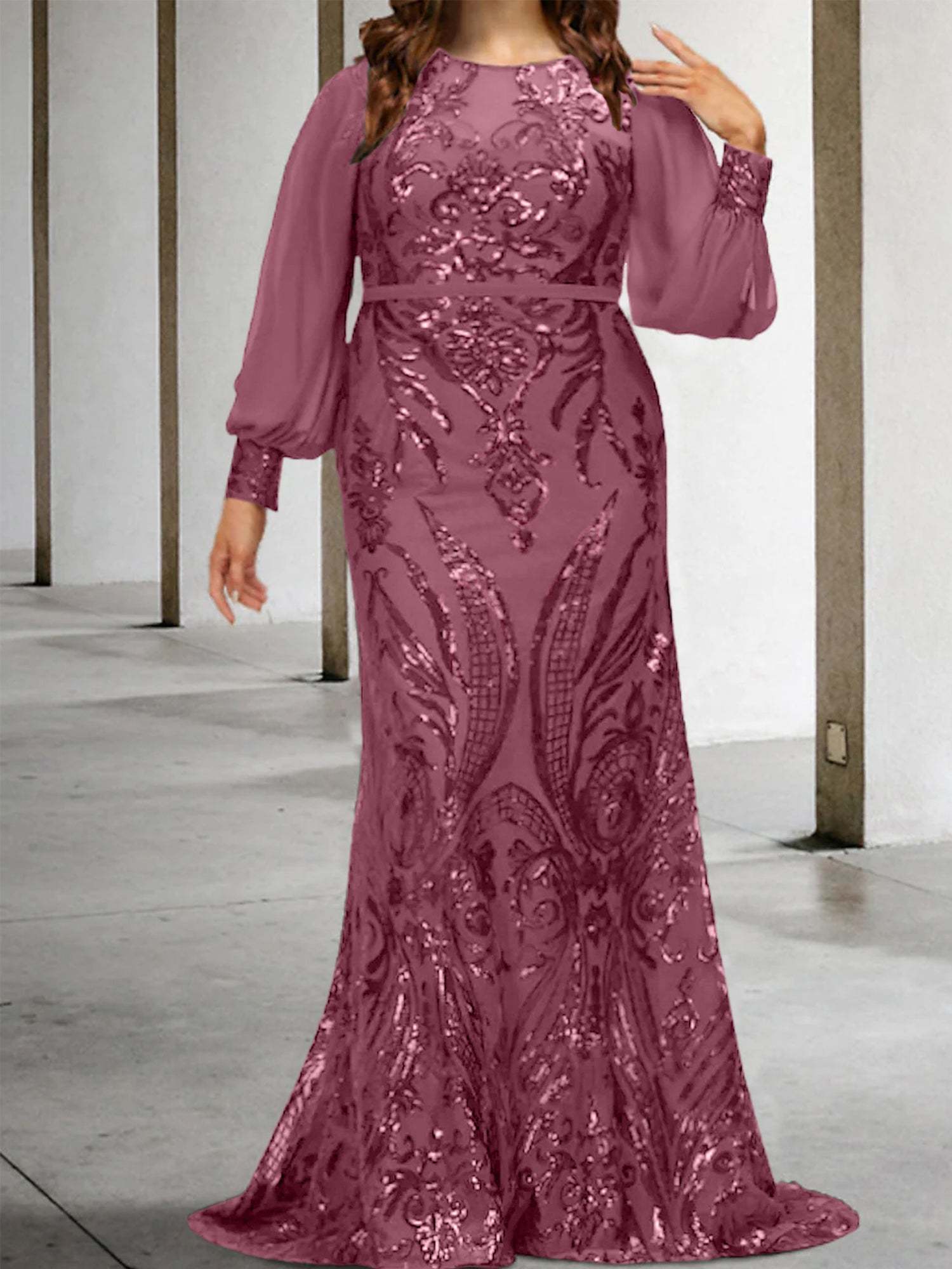 Sequined Mother of the Bride Sheath or Column Gowns