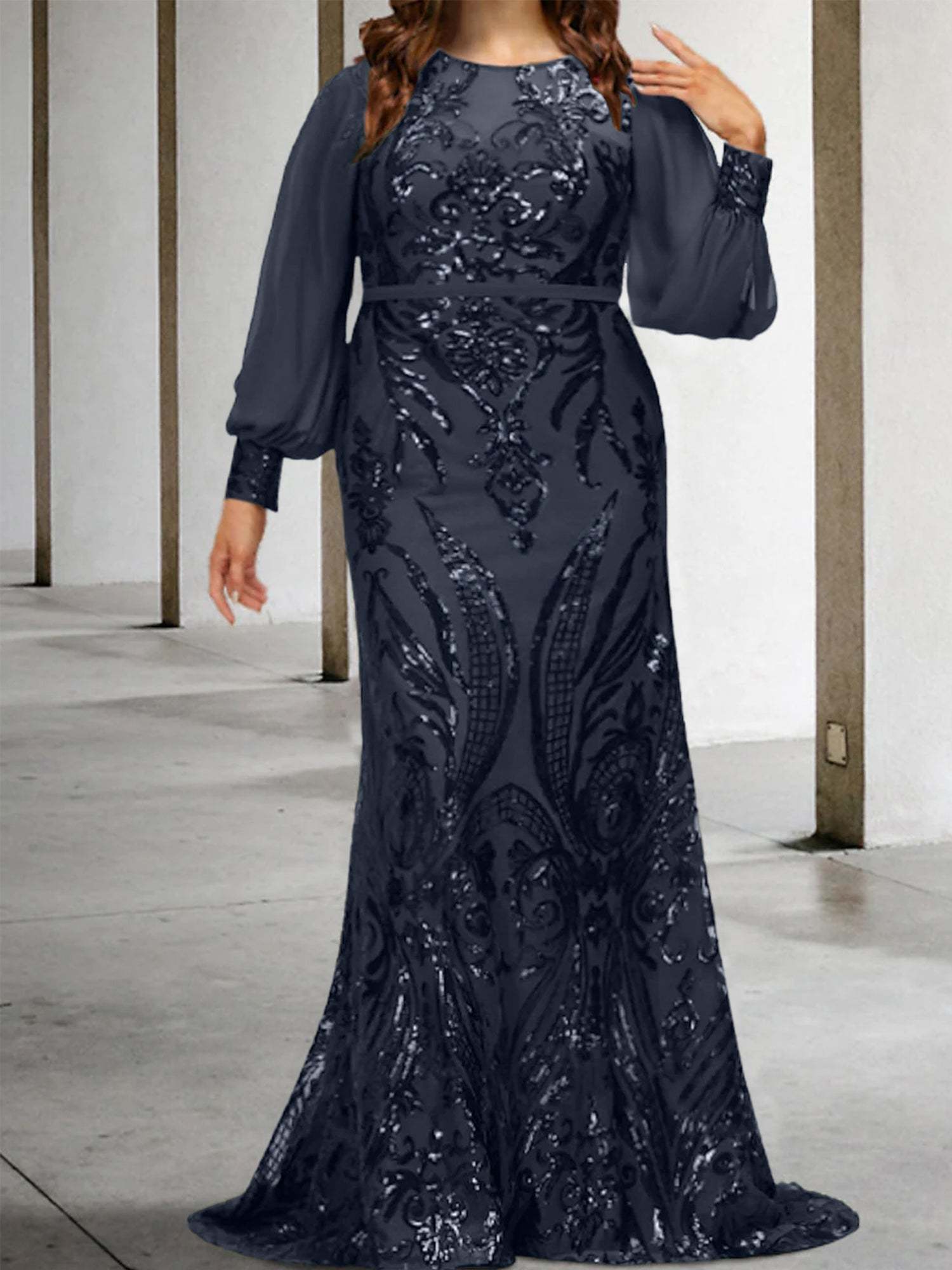Sequined Mother of the Bride Sheath or Column Gowns