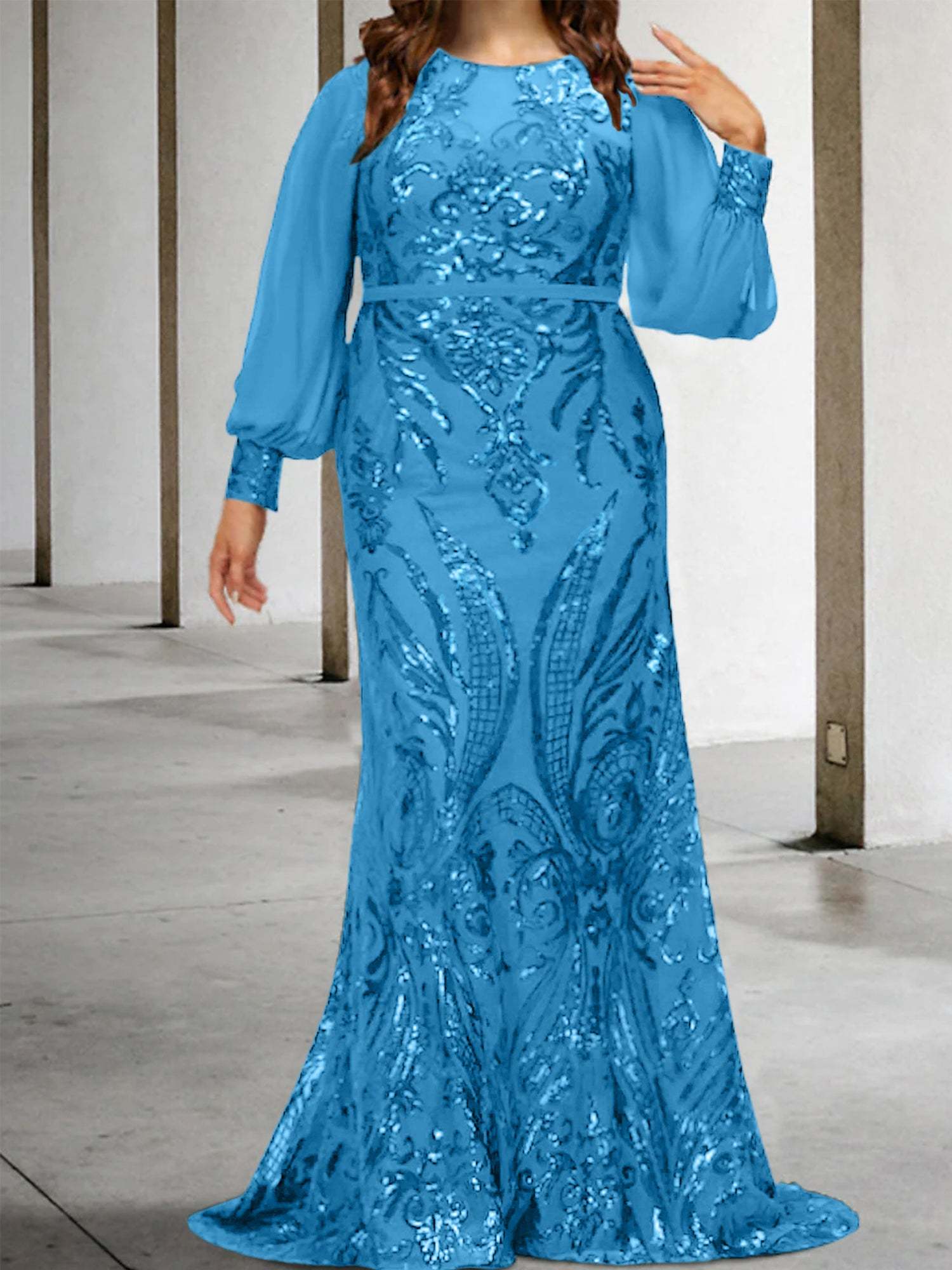 Sequined Mother of the Bride Sheath or Column Gowns