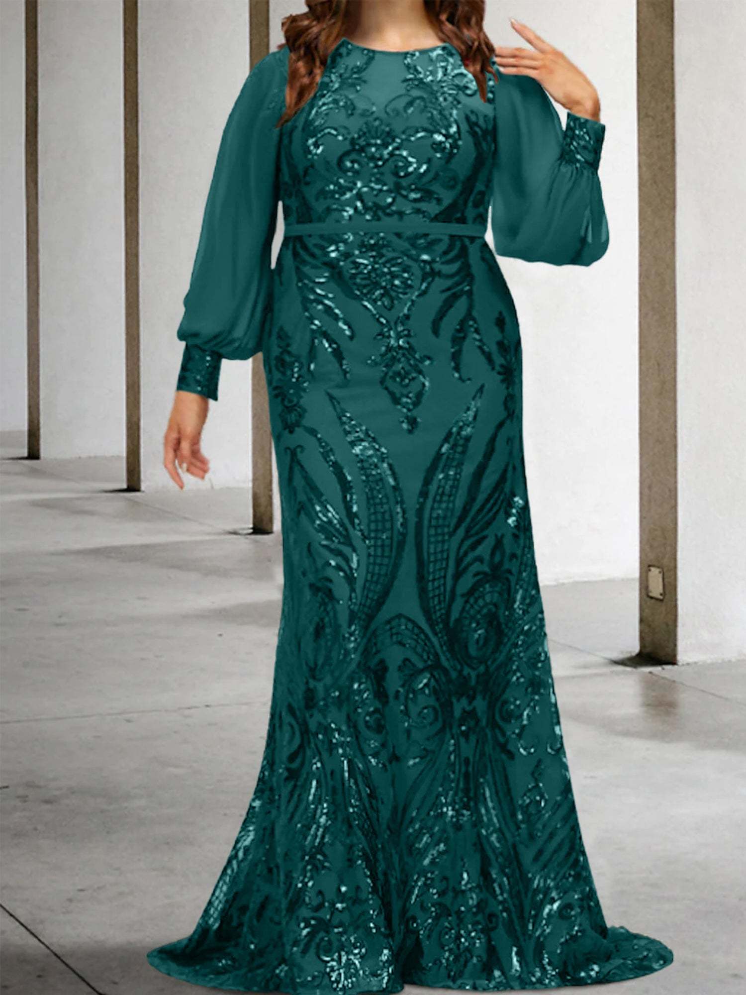 Sequined Mother of the Bride Sheath or Column Gowns