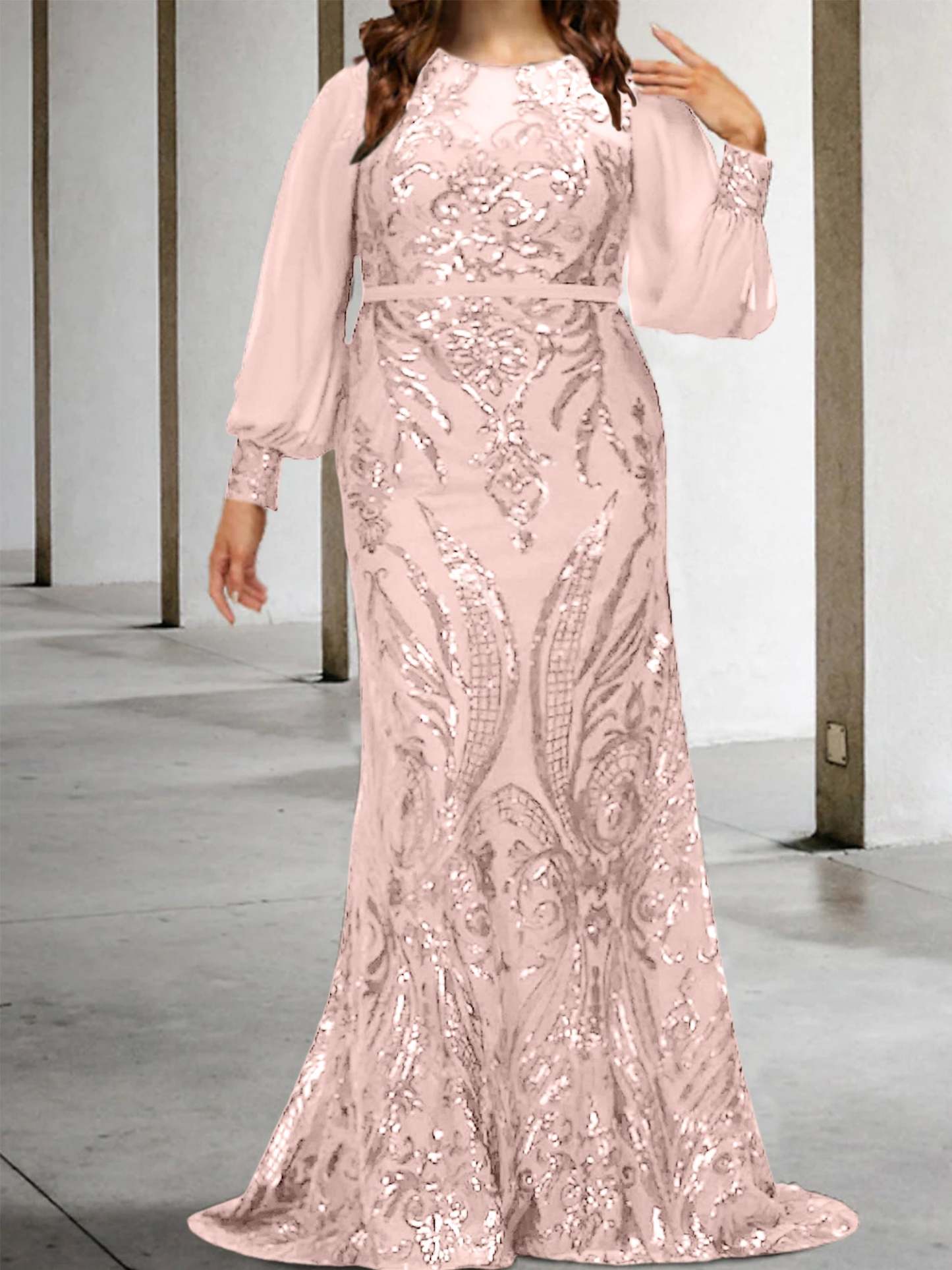 Sequined Mother of the Bride Sheath or Column Gowns