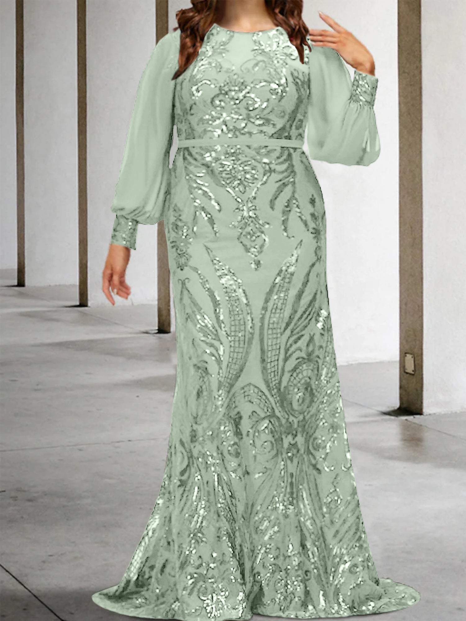 Sequined Mother of the Bride Sheath or Column Gowns
