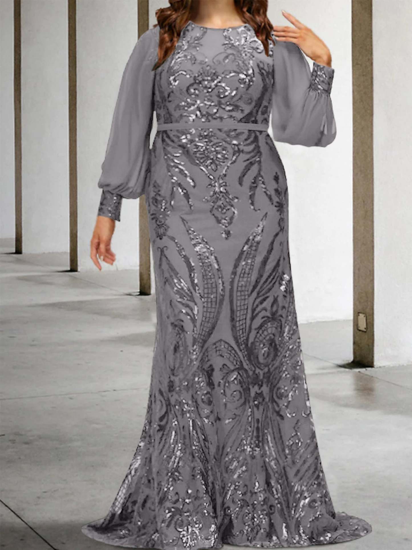 Sequined Mother of the Bride Sheath or Column Gowns