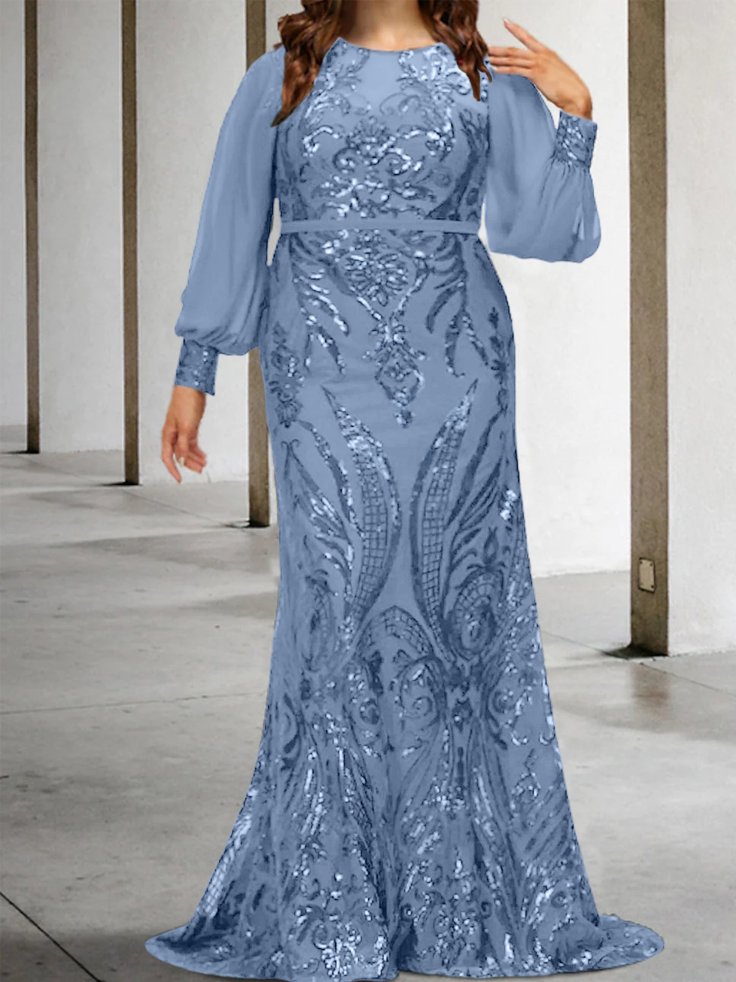 Sequined Mother of the Bride Sheath or Column Gowns