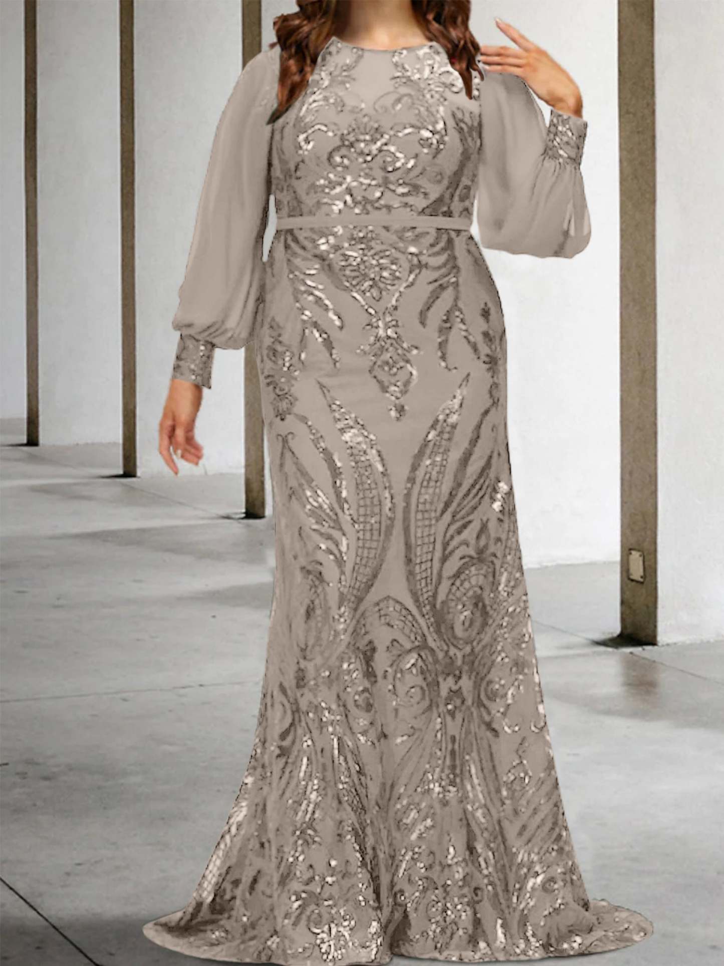 Sequined Mother of the Bride Sheath or Column Gowns