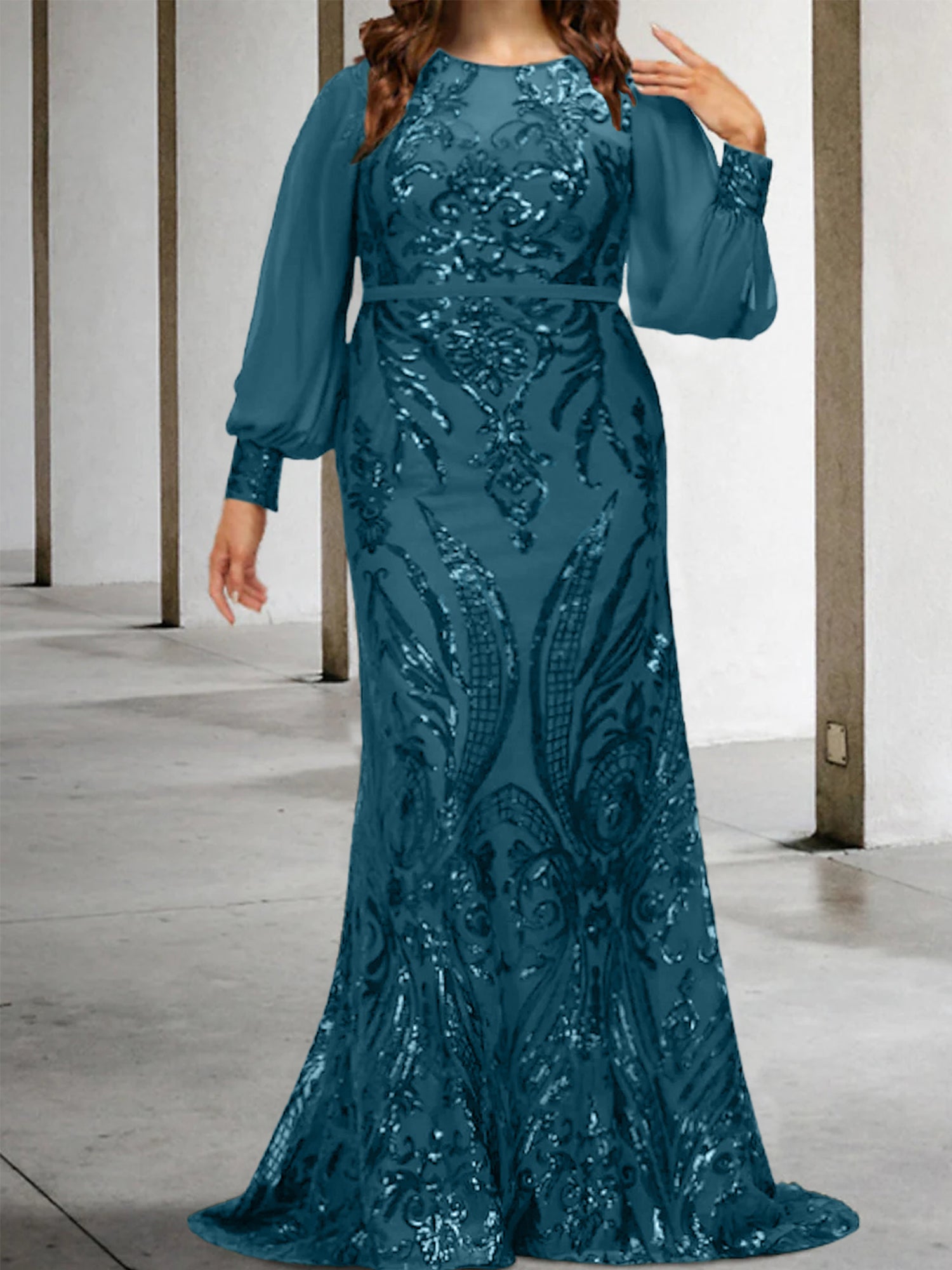 Sequined Mother of the Bride Sheath or Column Gowns