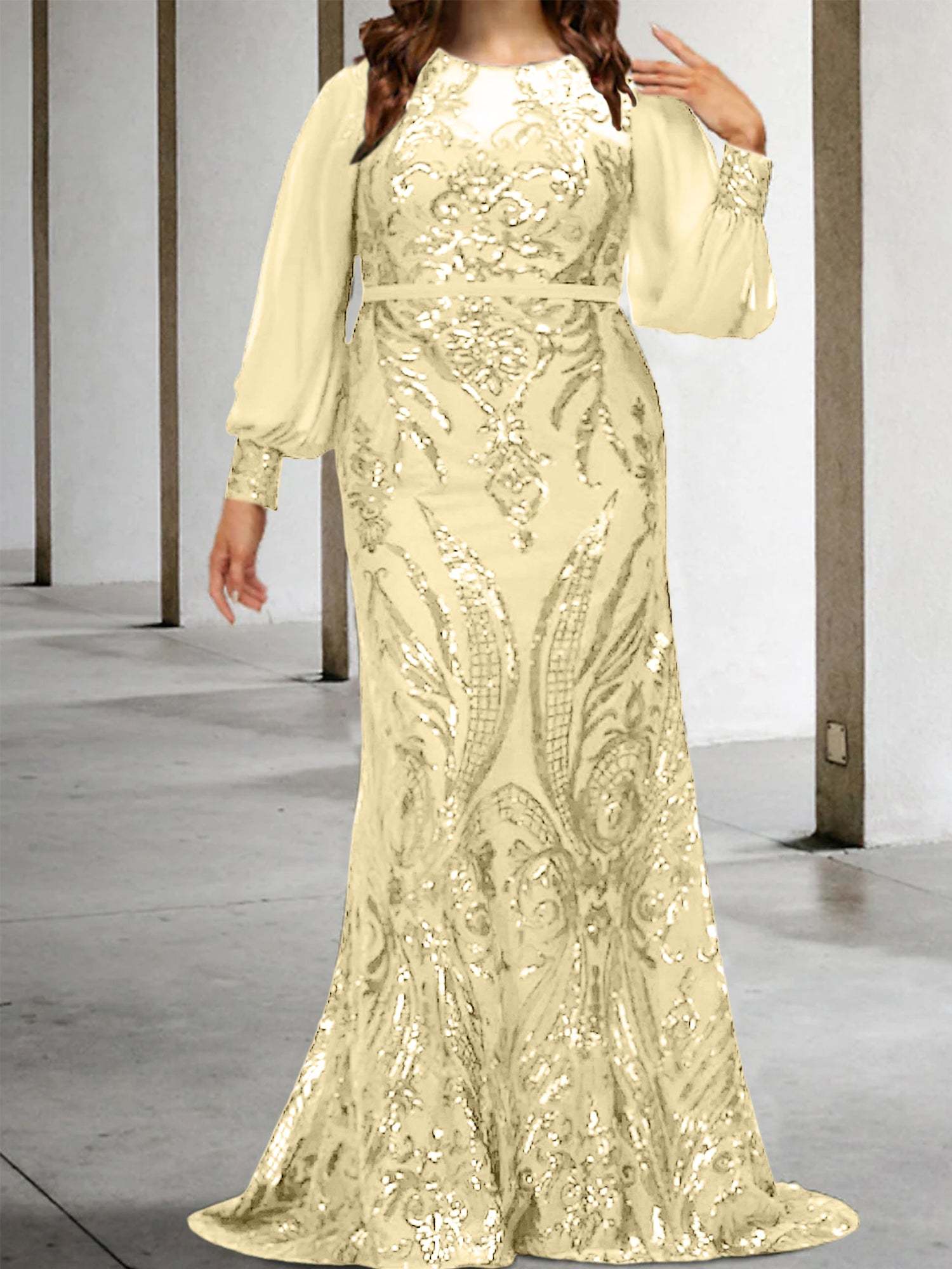 Sequined Mother of the Bride Sheath or Column Gowns