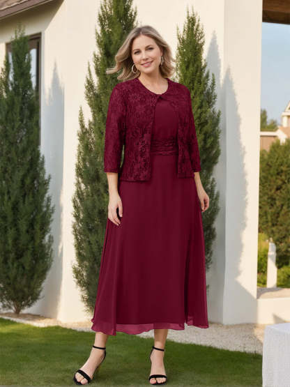 Mother of the Bride A-Line/Princess Dresses Featuring Applique and Jacket-BMbridal