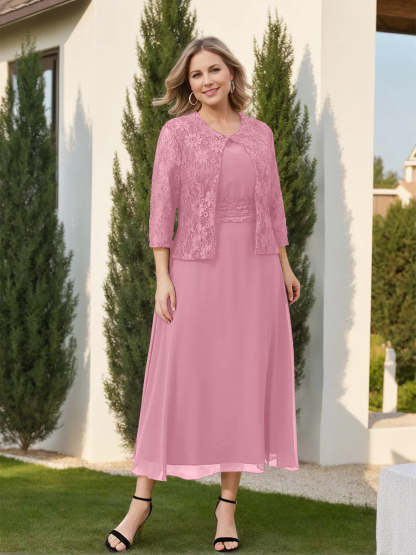 Mother of the Bride A-Line/Princess Dresses Featuring Applique and Jacket-BMbridal