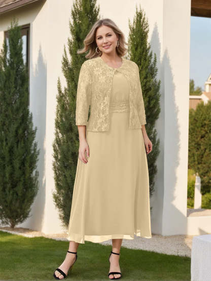 Mother of the Bride A-Line/Princess Dresses Featuring Applique and Jacket-BMbridal