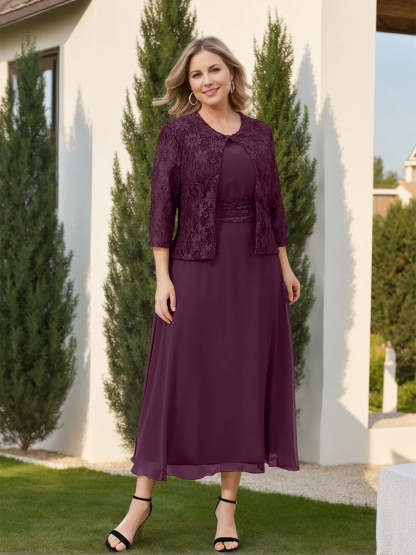 Mother of the Bride A-Line/Princess Dresses Featuring Applique and Jacket-BMbridal