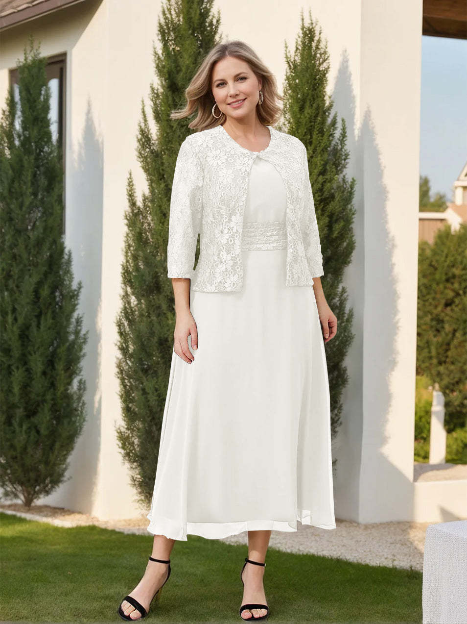 Mother of the Bride A-Line/Princess Dresses Featuring Applique and Jacket-BMbridal