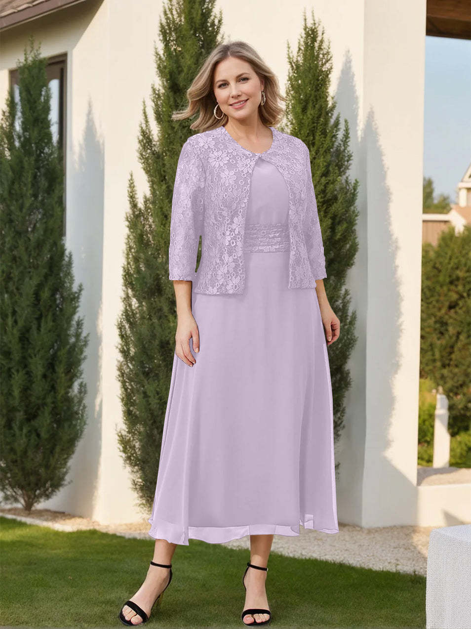 Mother of the Bride A-Line/Princess Dresses Featuring Applique and Jacket-BMbridal