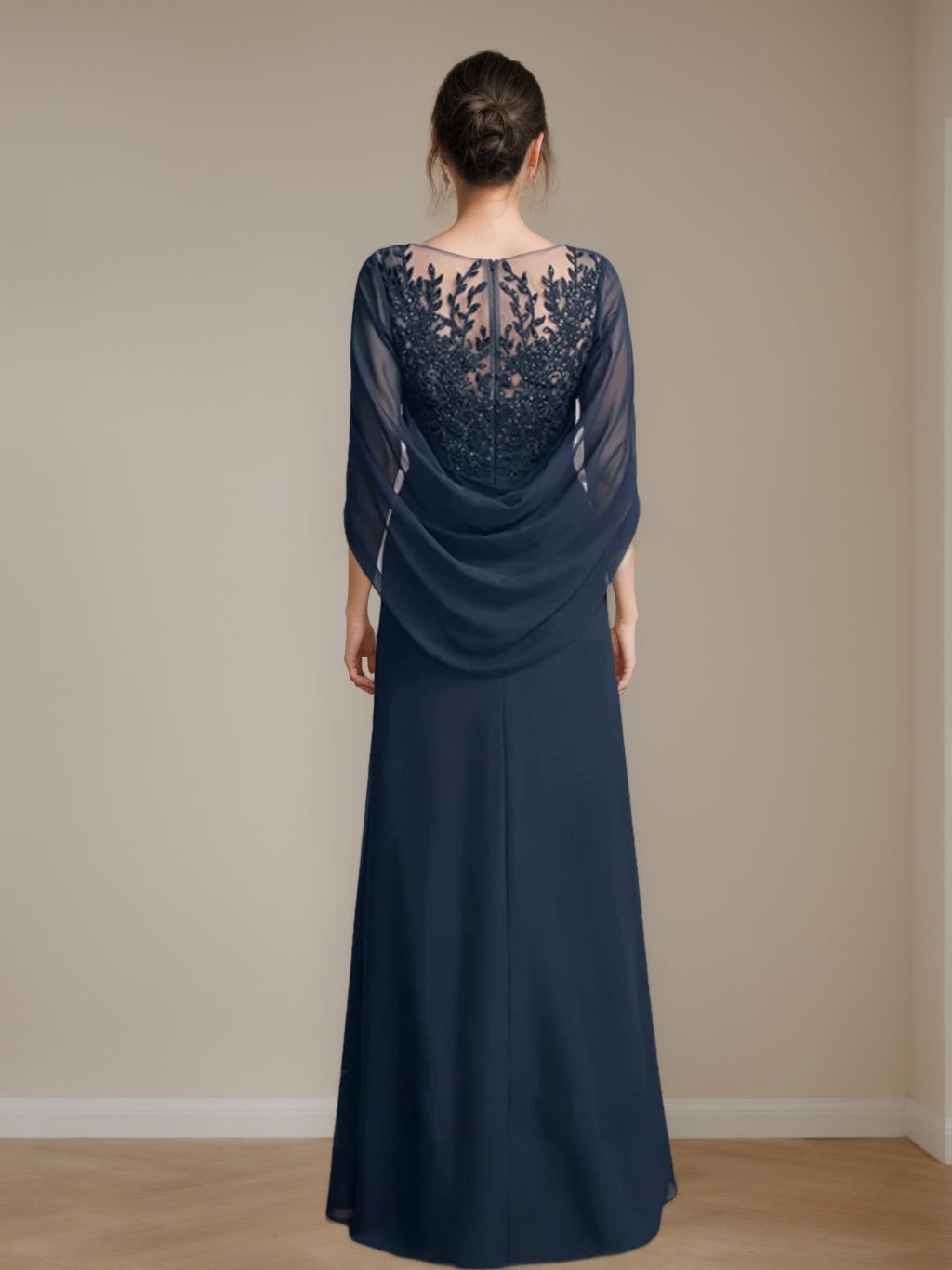 Floor-Length A-Line Princess Mother of the Bride Dresses with Scoop Neckline Pleated & Sequins-BMbridal