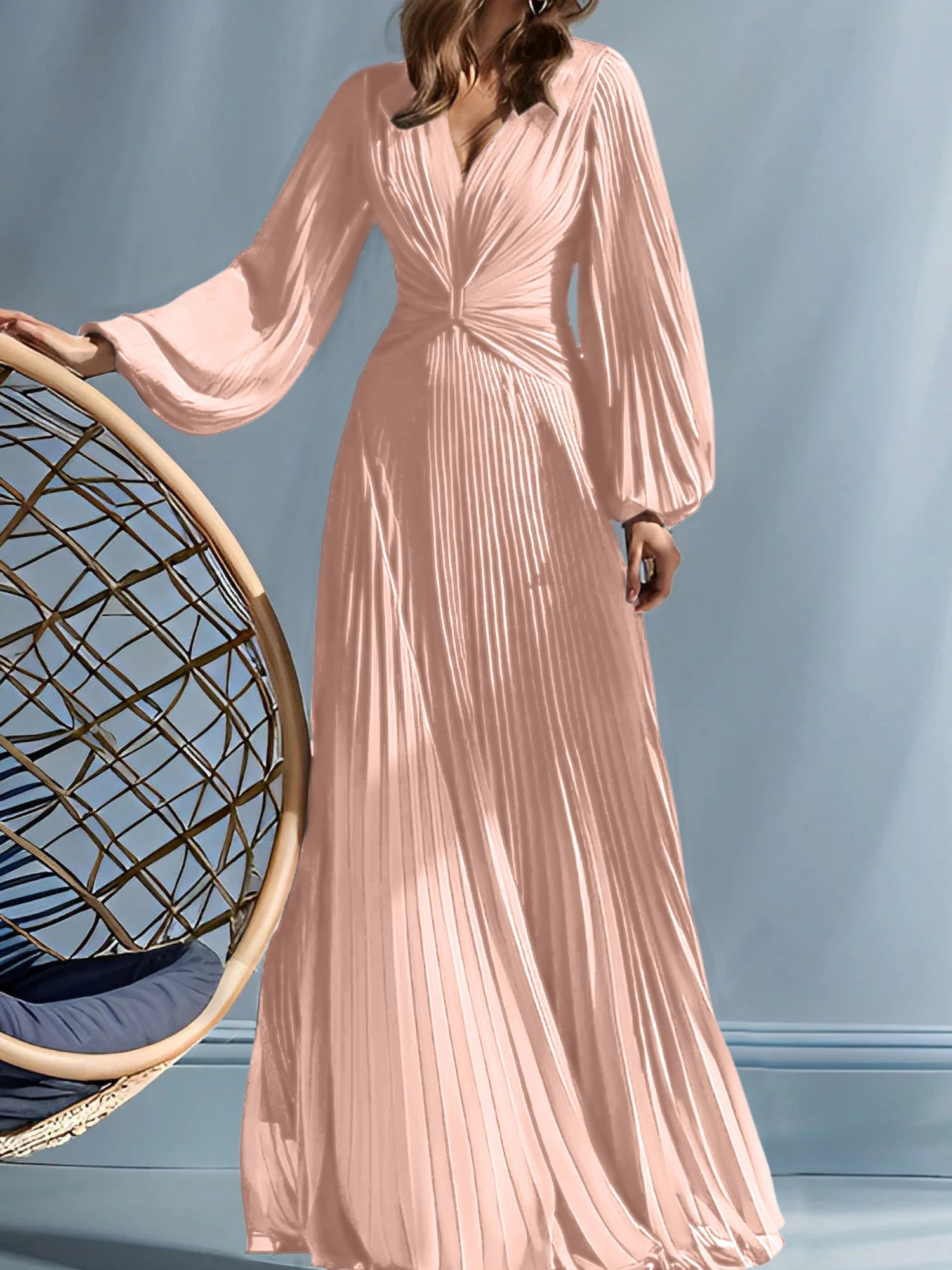 V-Neck A-Line Princess Gown for the Mother of the Bride with Ruched Detail-BMbridal