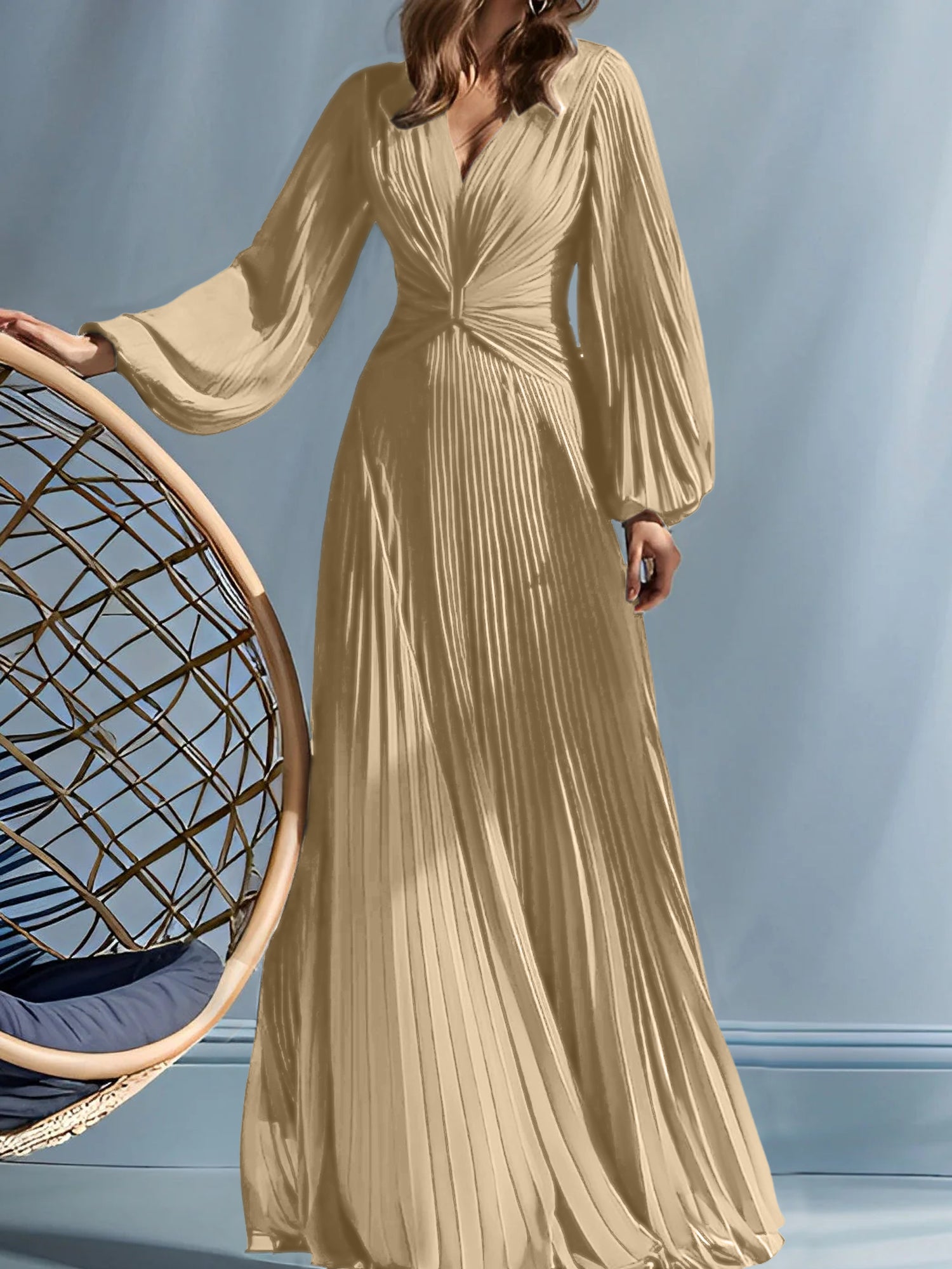 V-Neck A-Line Princess Gown for the Mother of the Bride with Ruched Detail-BMbridal
