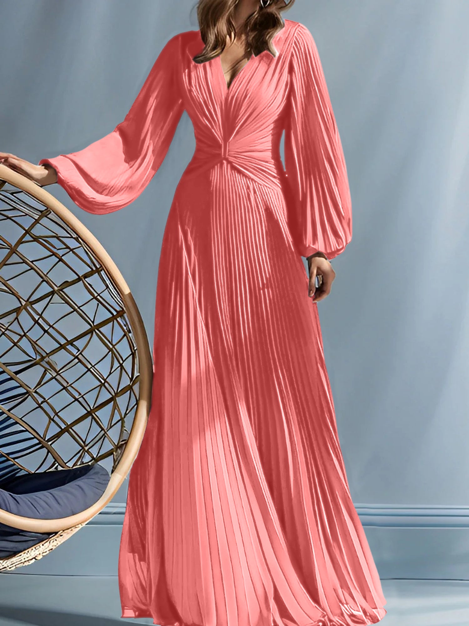 V-Neck A-Line Princess Gown for the Mother of the Bride with Ruched Detail-BMbridal