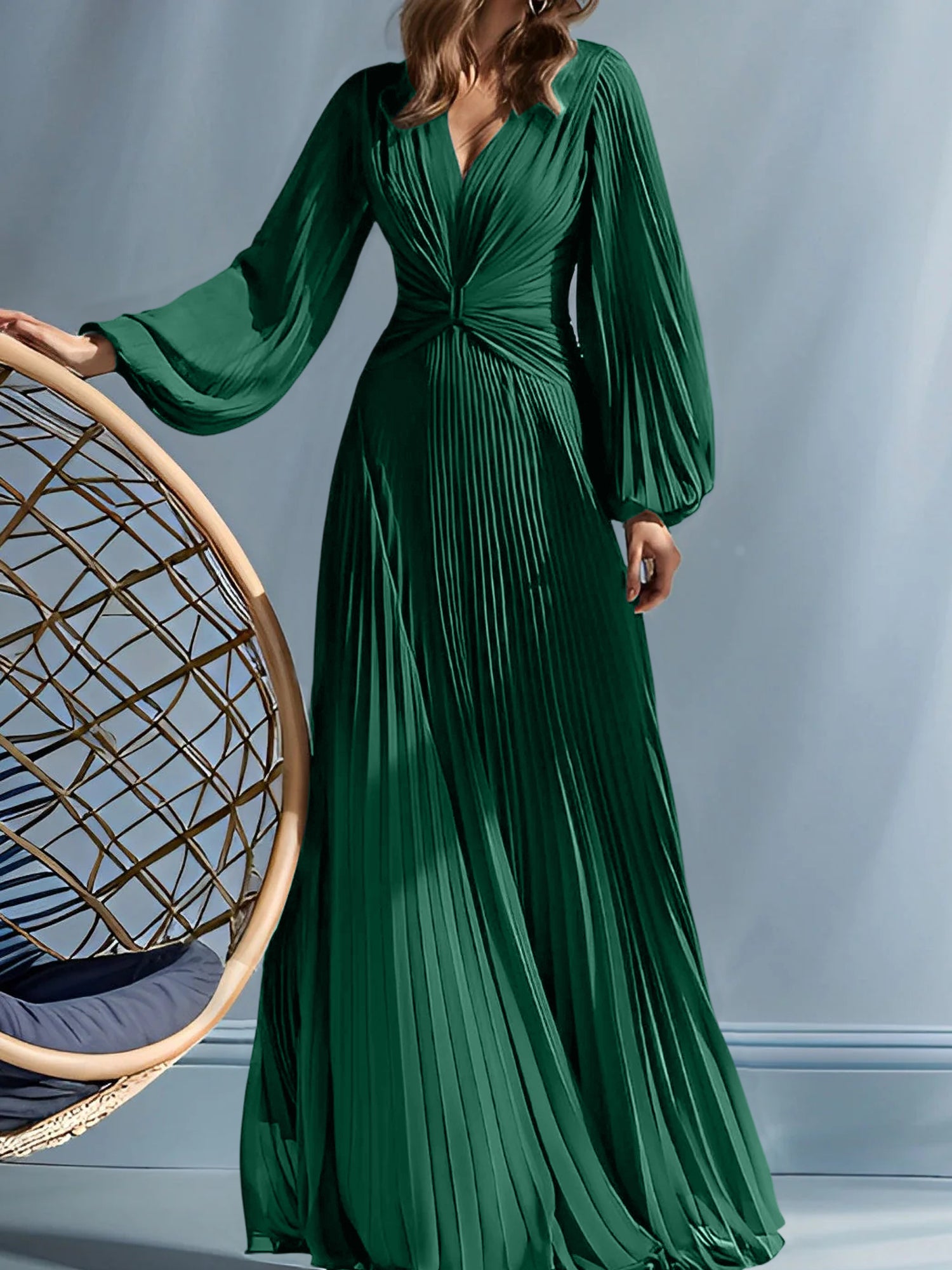 V-Neck A-Line Princess Gown for the Mother of the Bride with Ruched Detail-BMbridal