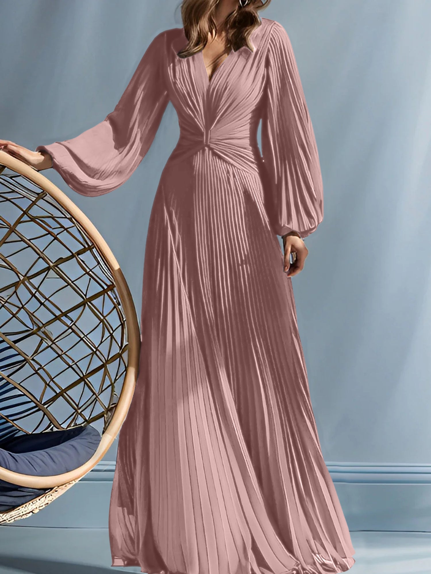 V-Neck A-Line Princess Gown for the Mother of the Bride with Ruched Detail-BMbridal