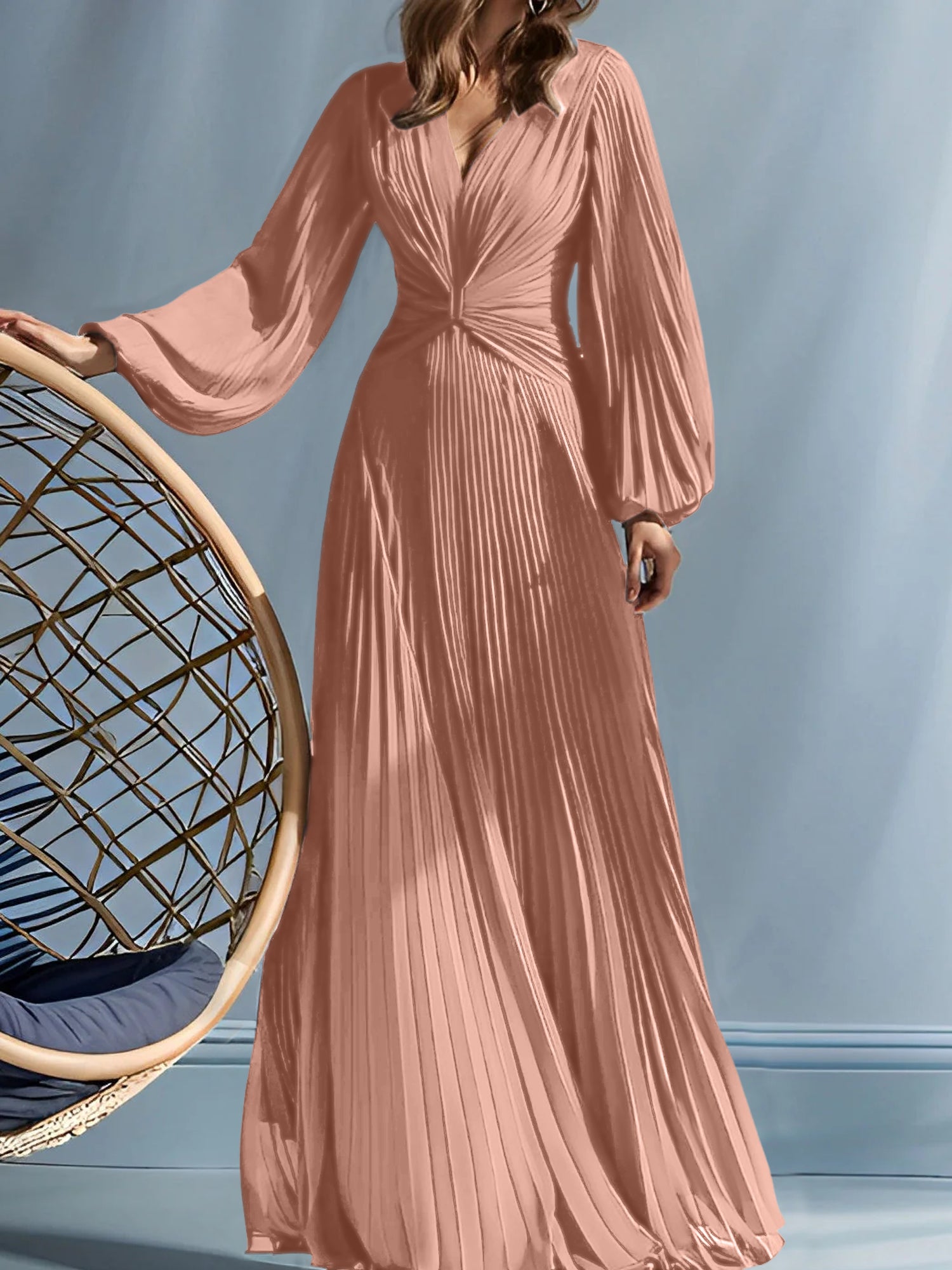 V-Neck A-Line Princess Gown for the Mother of the Bride with Ruched Detail-BMbridal