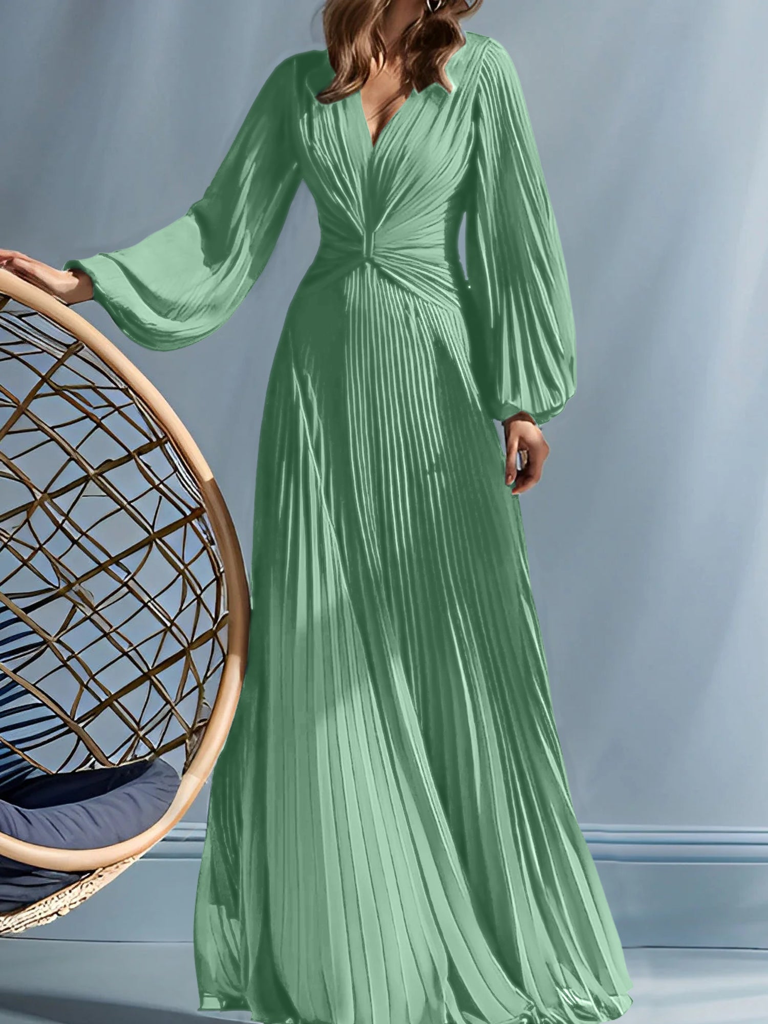V-Neck A-Line Princess Gown for the Mother of the Bride with Ruched Detail-BMbridal